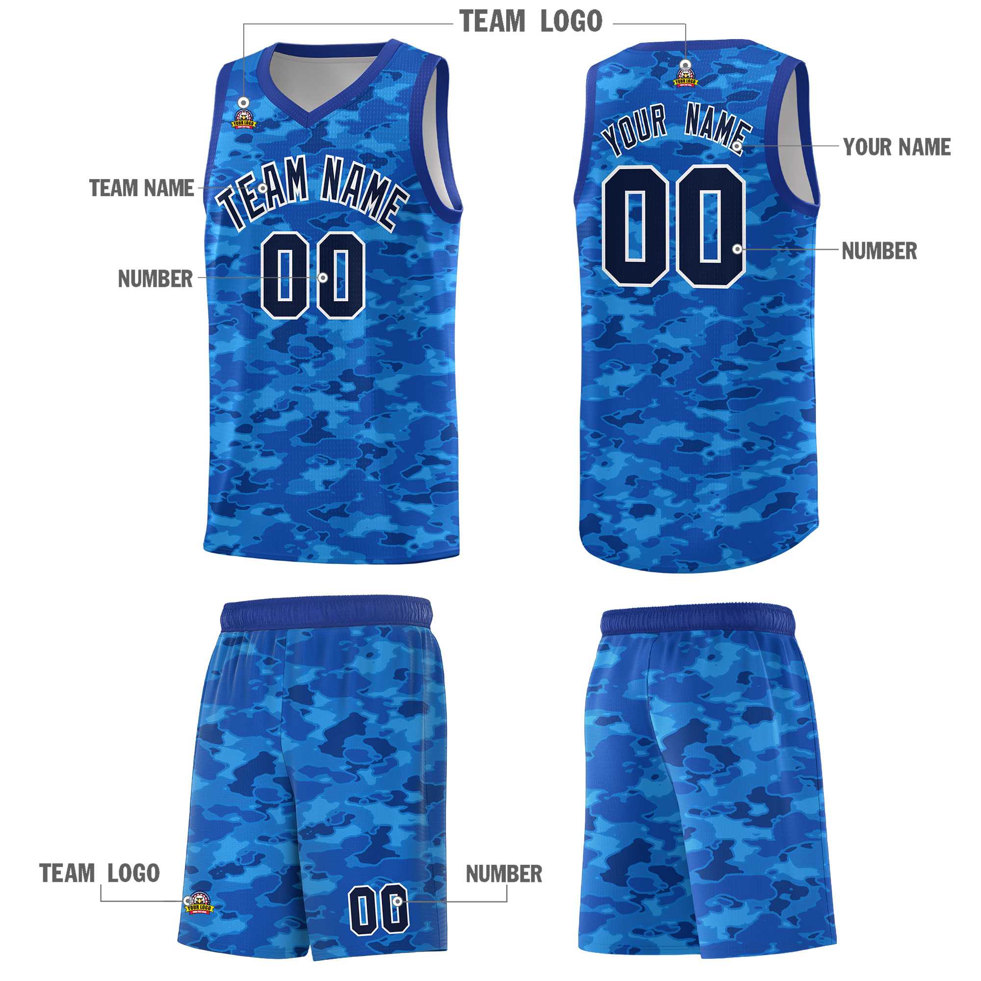 Custom Personalized Camo Sets Sports Uniform Basketball Jersey