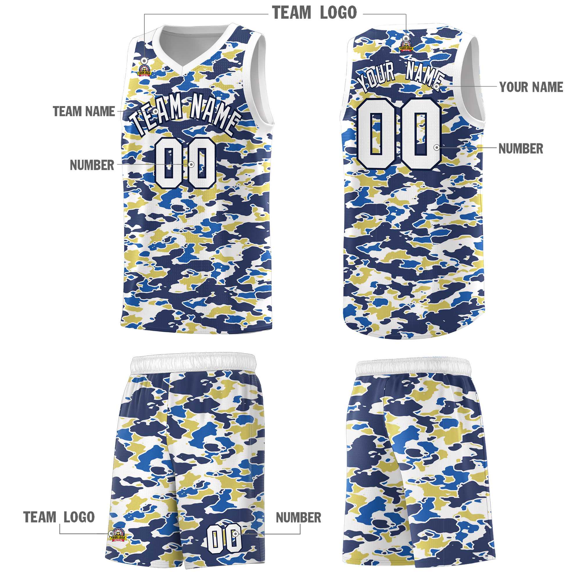 Custom Personalized Camo Sets Sports Uniform Basketball Jersey