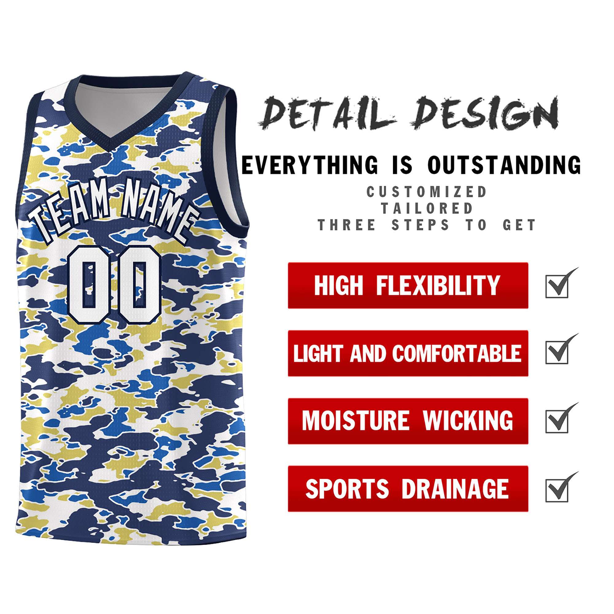 Custom Personalized Camo Sets Sports Uniform Basketball Jersey