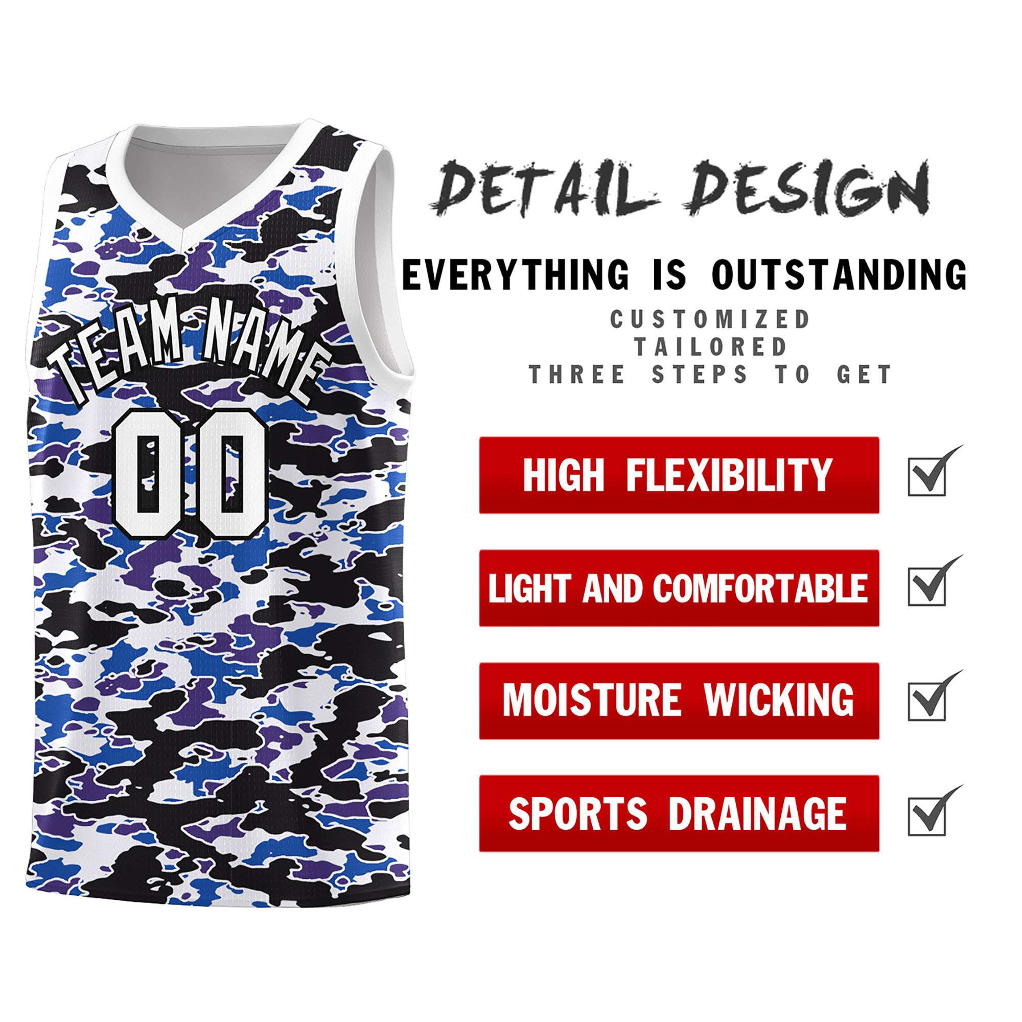 Custom Personalized Camo Sets Sports Uniform Basketball Jersey