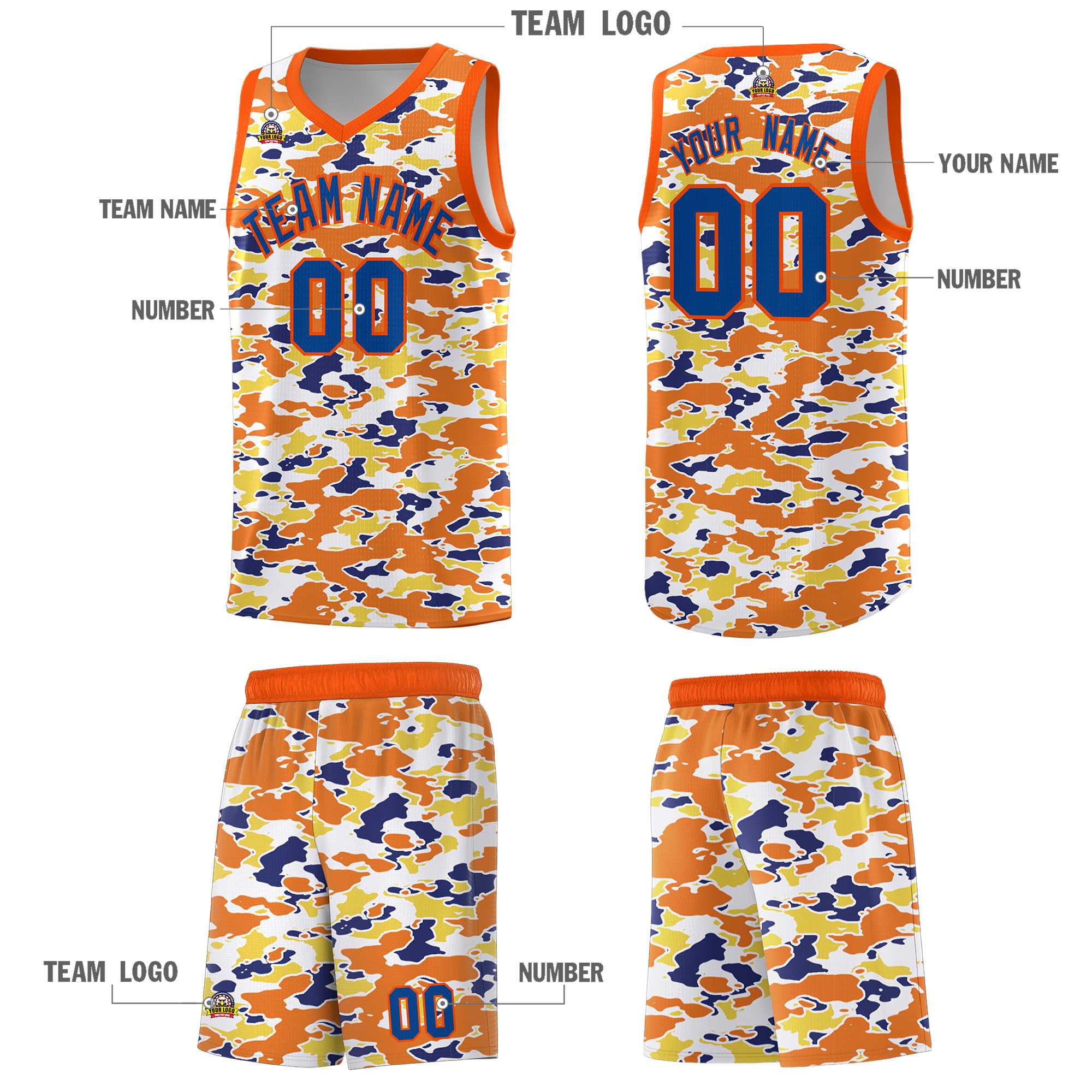 Custom Personalized Camo Sets Sports Uniform Basketball Jersey