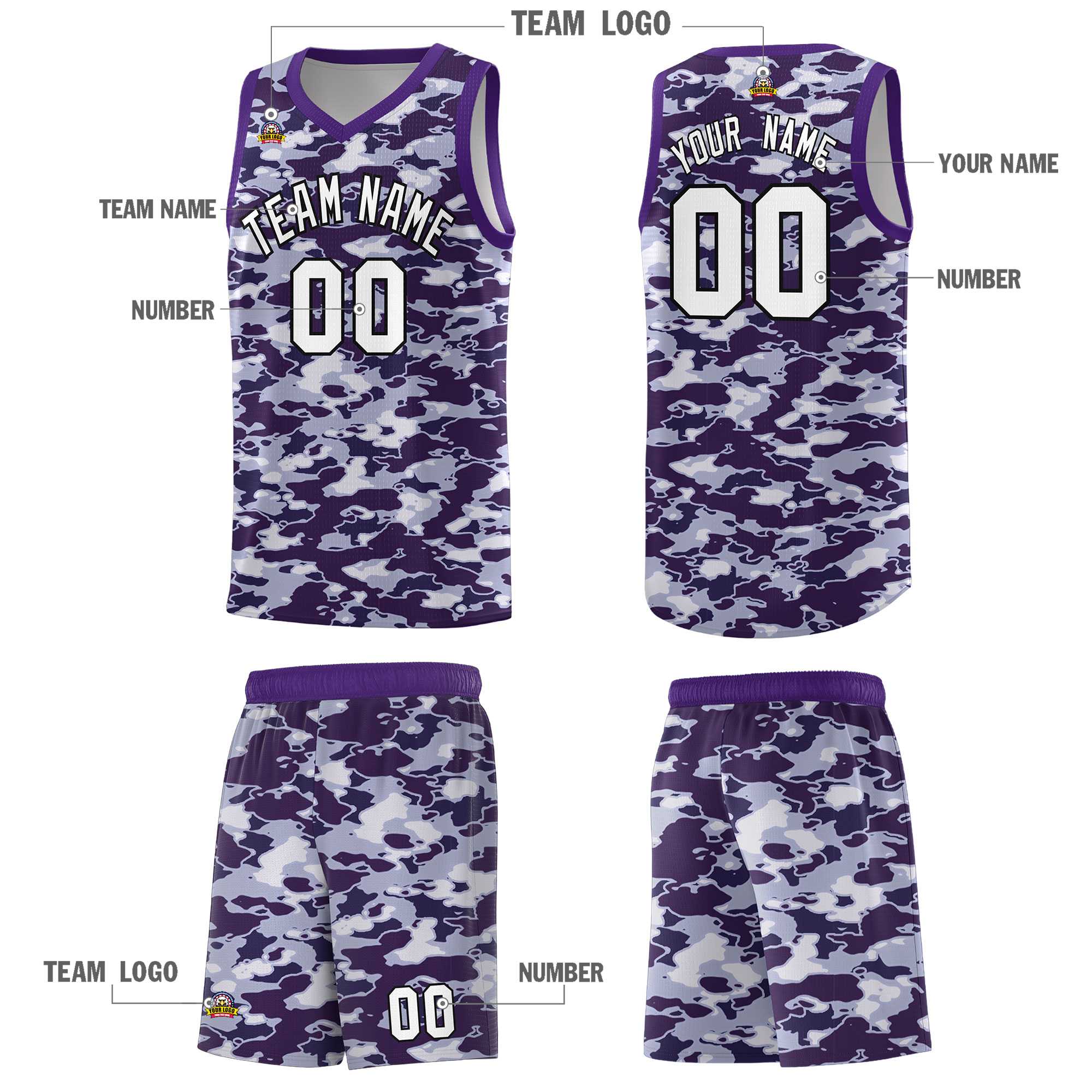 Custom Personalized Camo Sets Sports Uniform Basketball Jersey