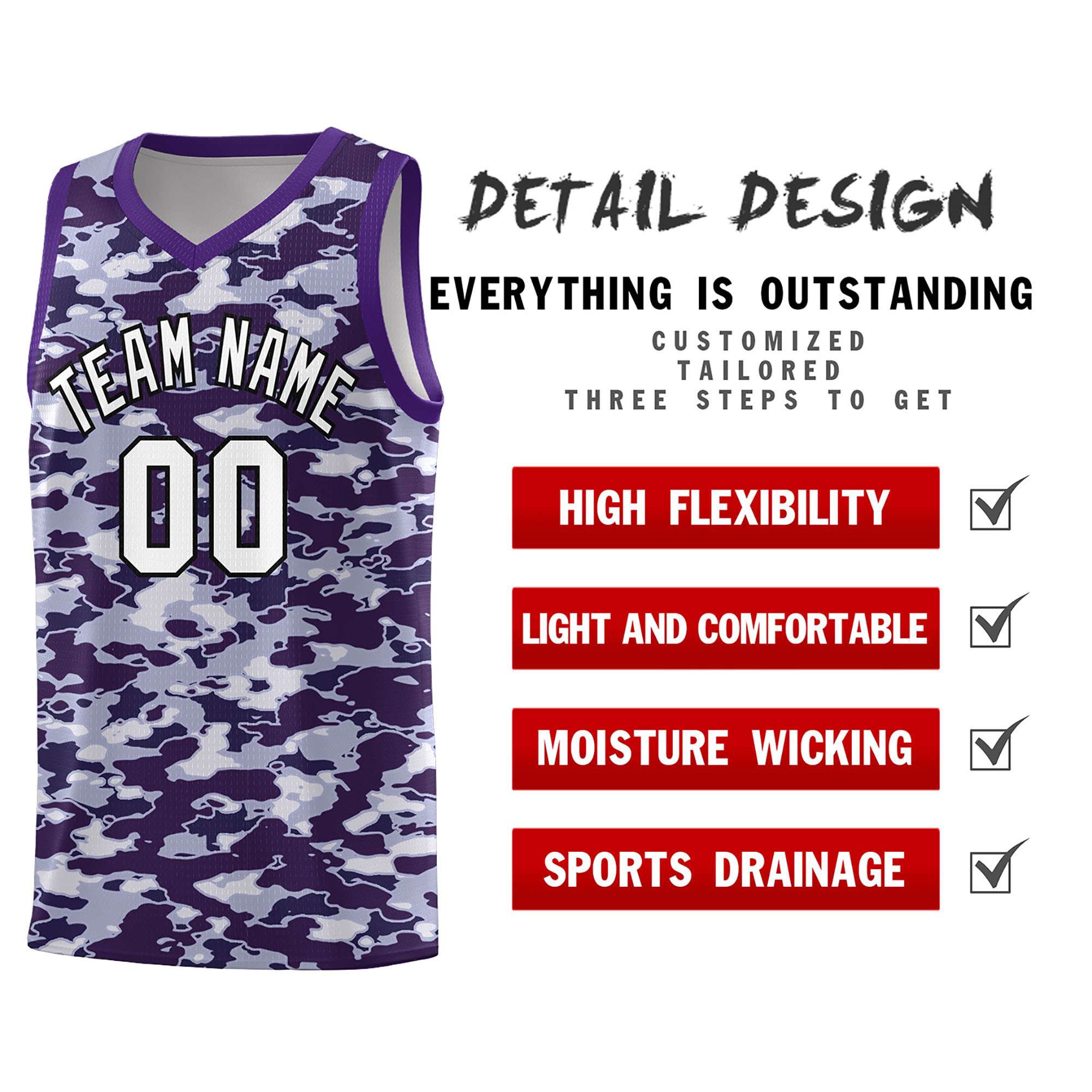 Custom Personalized Camo Sets Sports Uniform Basketball Jersey