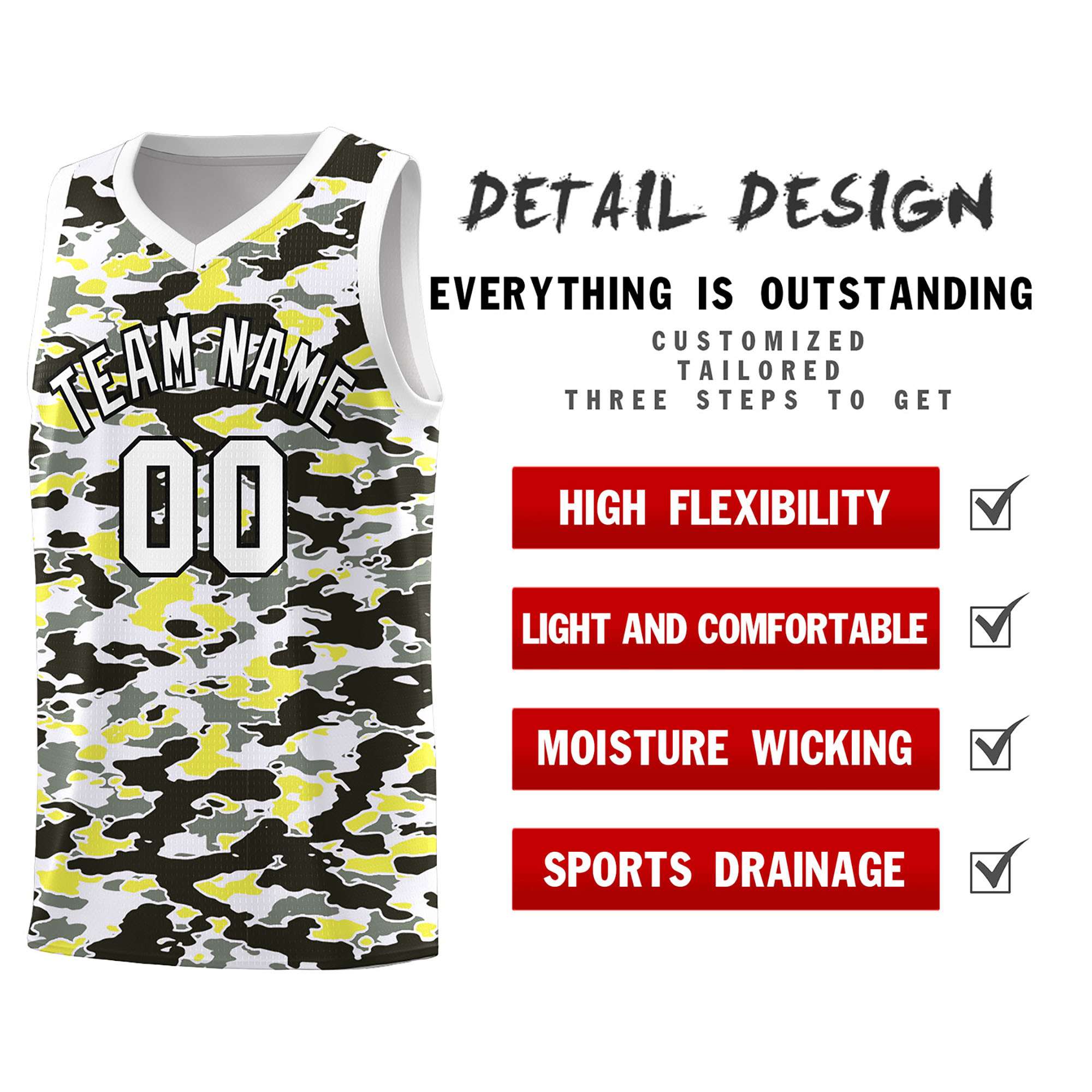 Custom Personalized Camo Sets Sports Uniform Basketball Jersey