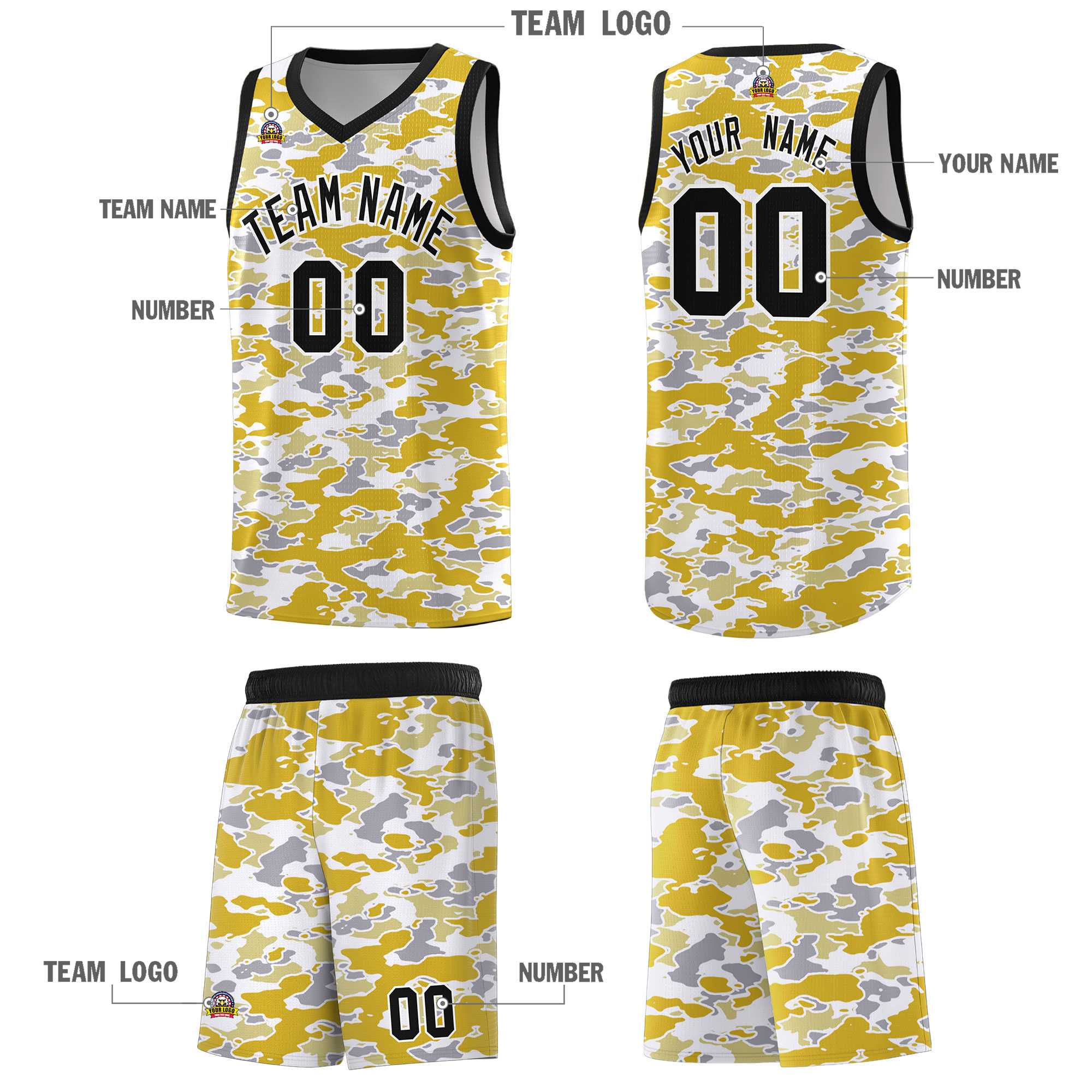 Custom Personalized Camo Sets Sports Uniform Basketball Jersey