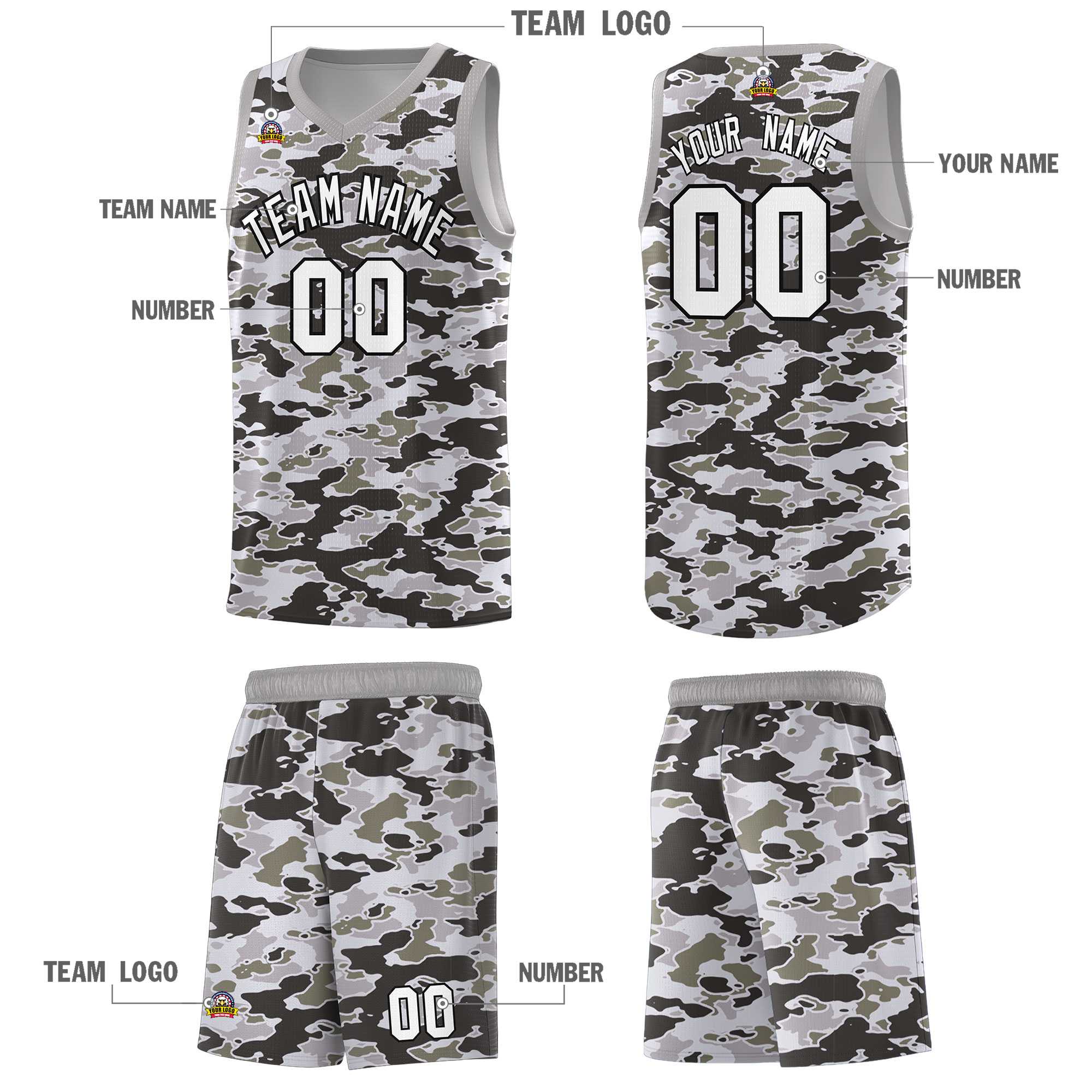 Custom Personalized Camo Sets Sports Uniform Basketball Jersey