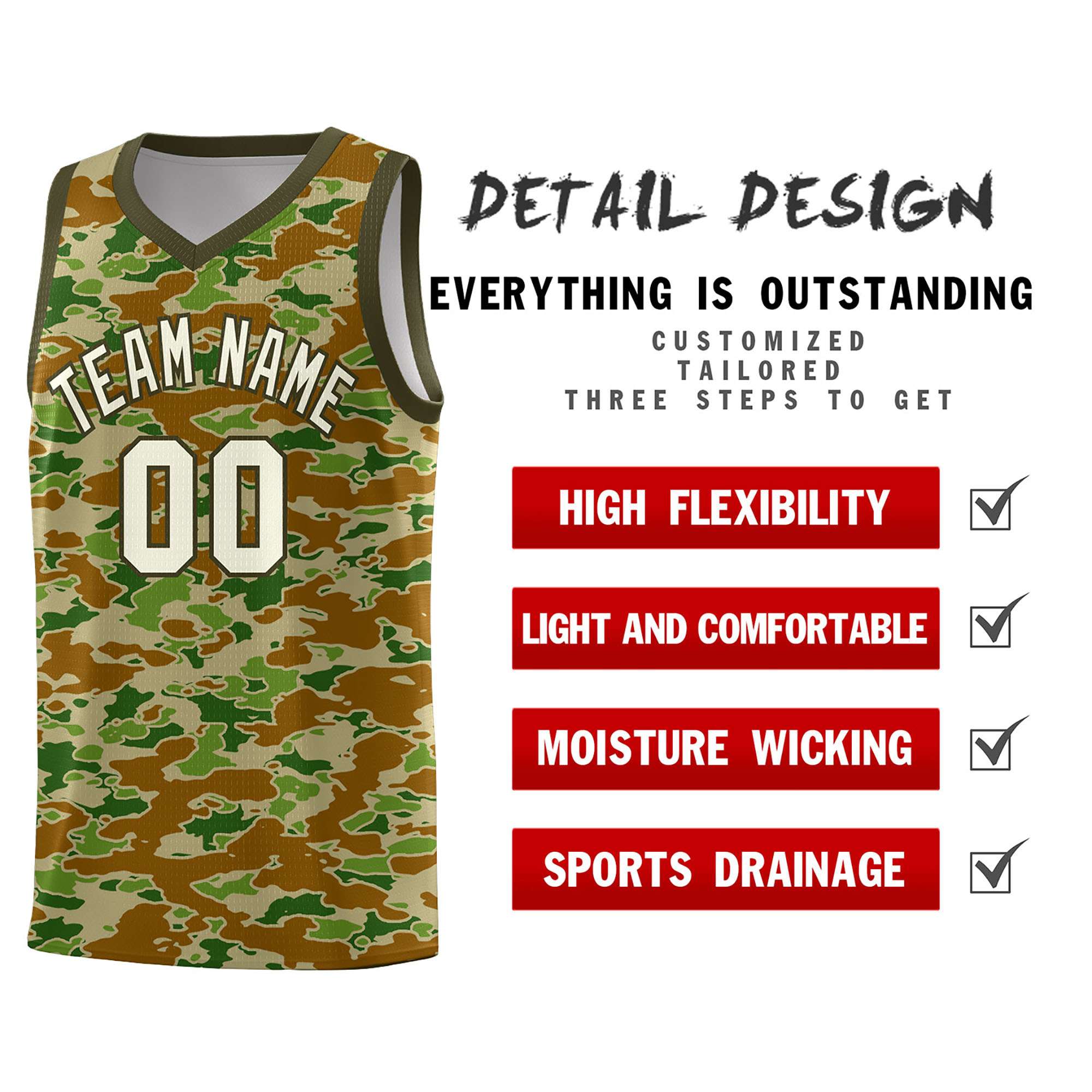 Custom Personalized Camo Sets Sports Uniform Basketball Jersey