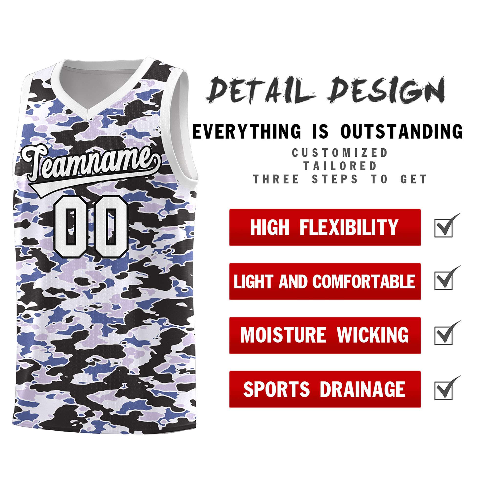 Custom Personalized Camo Sets Sports Uniform Basketball Jersey