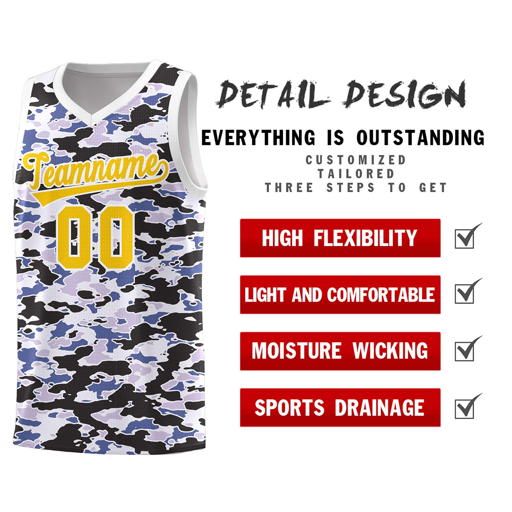 Custom Personalized Camo Sets Sports Uniform Basketball Jersey