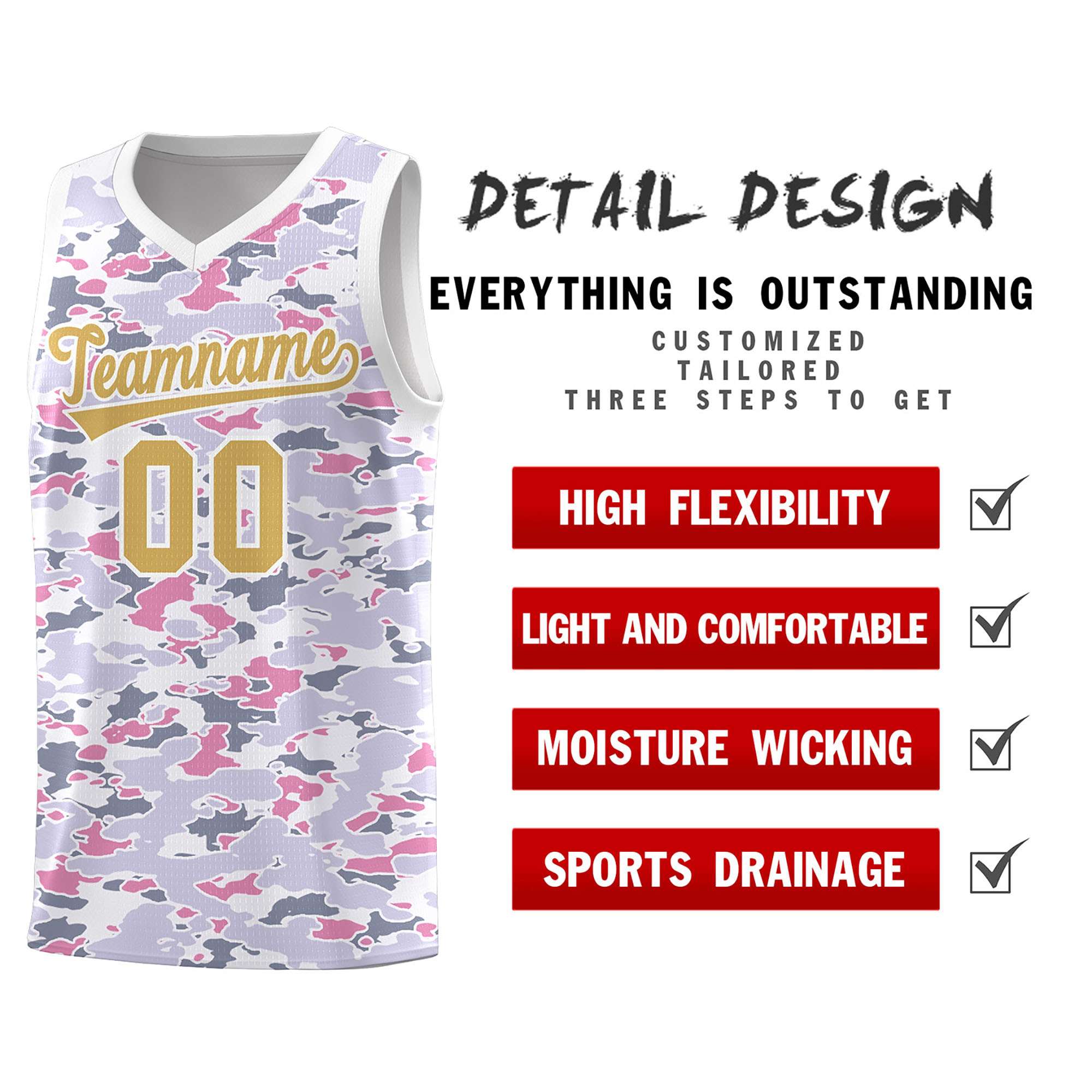 Custom Personalized Camo Sets Sports Uniform Basketball Jersey