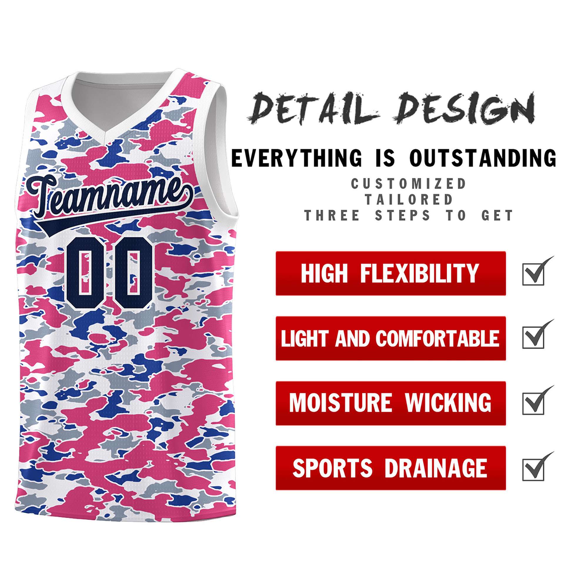 Custom Personalized Camo Sets Sports Uniform Basketball Jersey