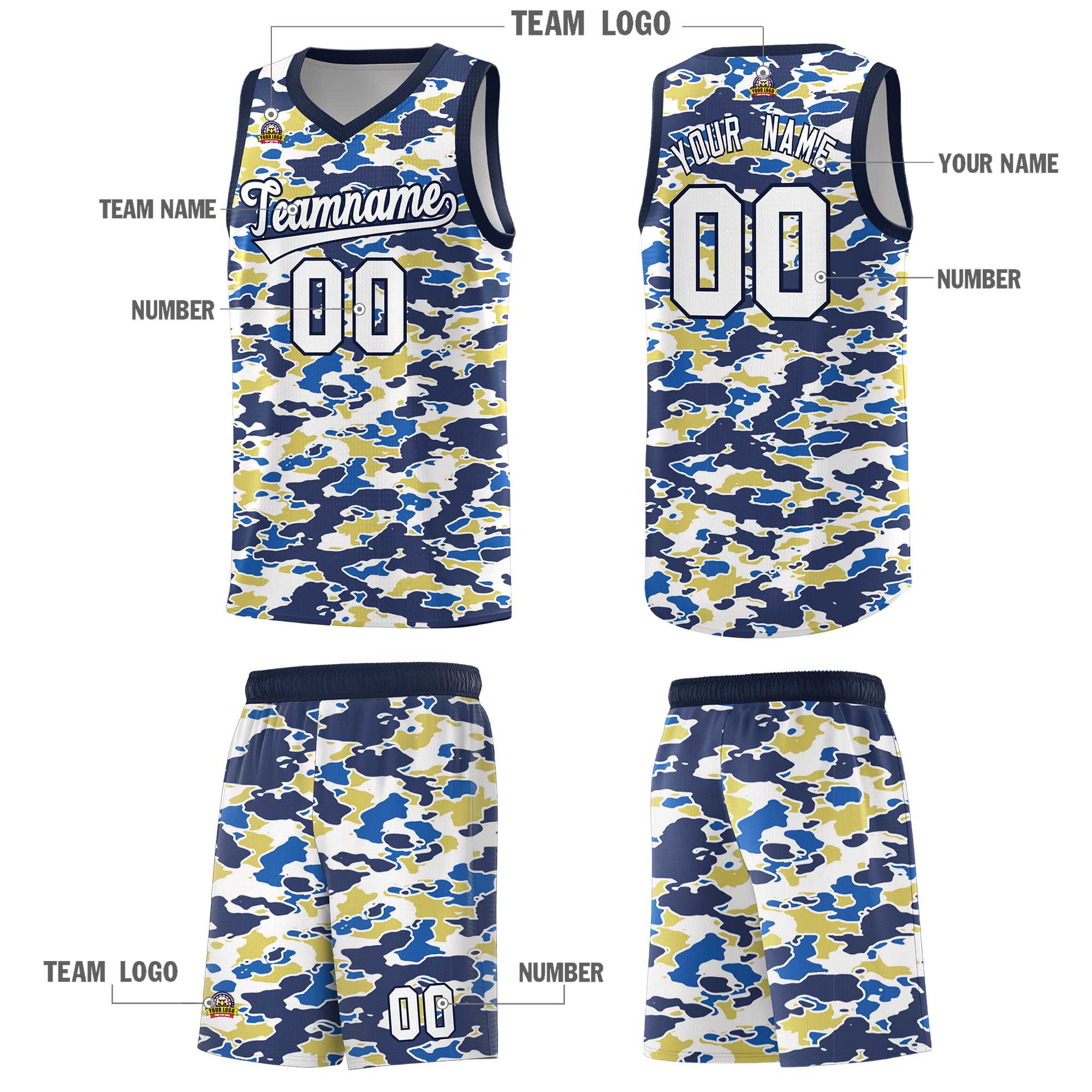 Custom Personalized Camo Sets Sports Uniform Basketball Jersey