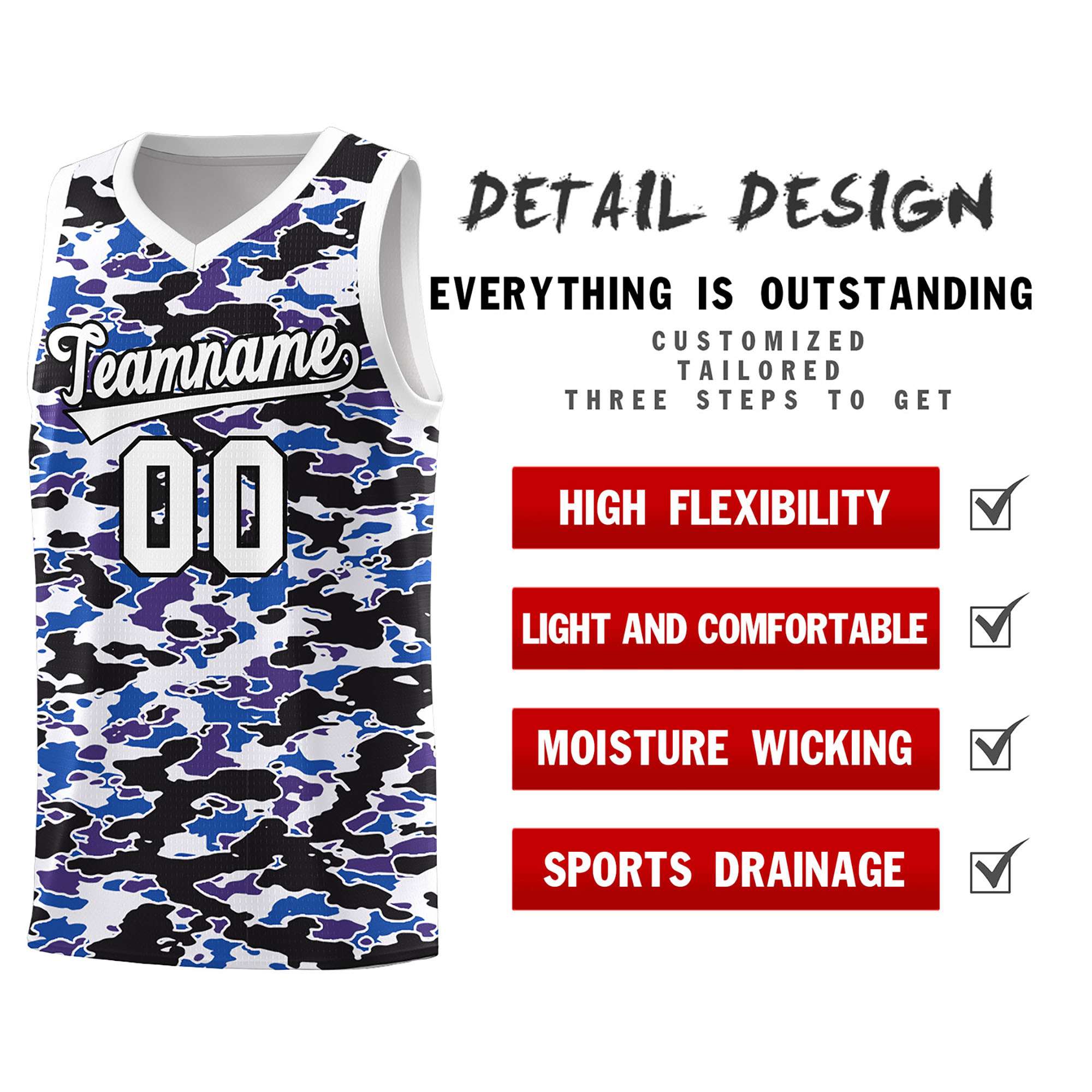 Custom Personalized Camo Sets Sports Uniform Basketball Jersey