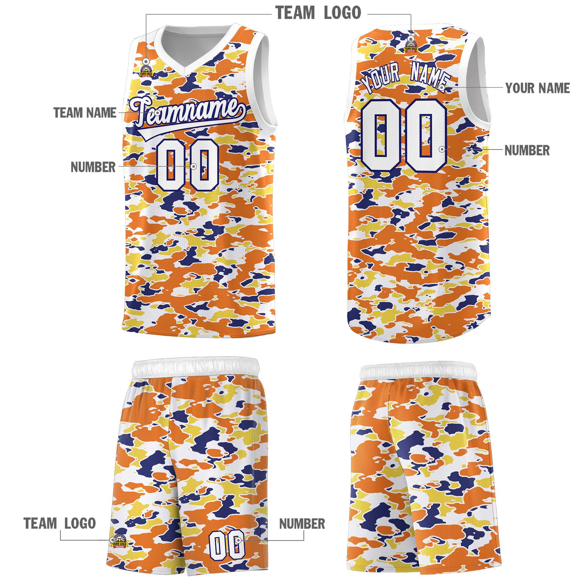 Custom Personalized Camo Sets Sports Uniform Basketball Jersey