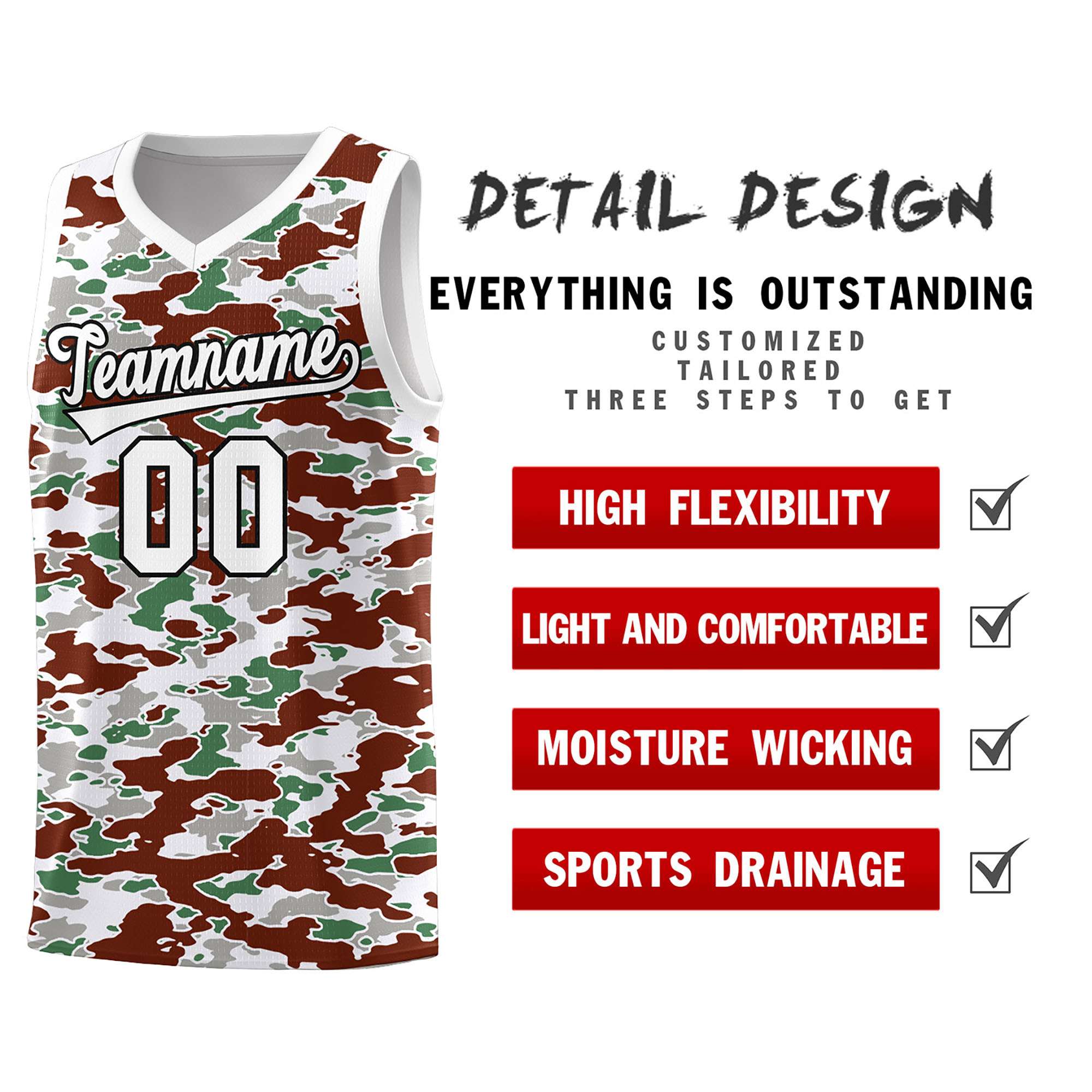 Custom Personalized Camo Sets Sports Uniform Basketball Jersey