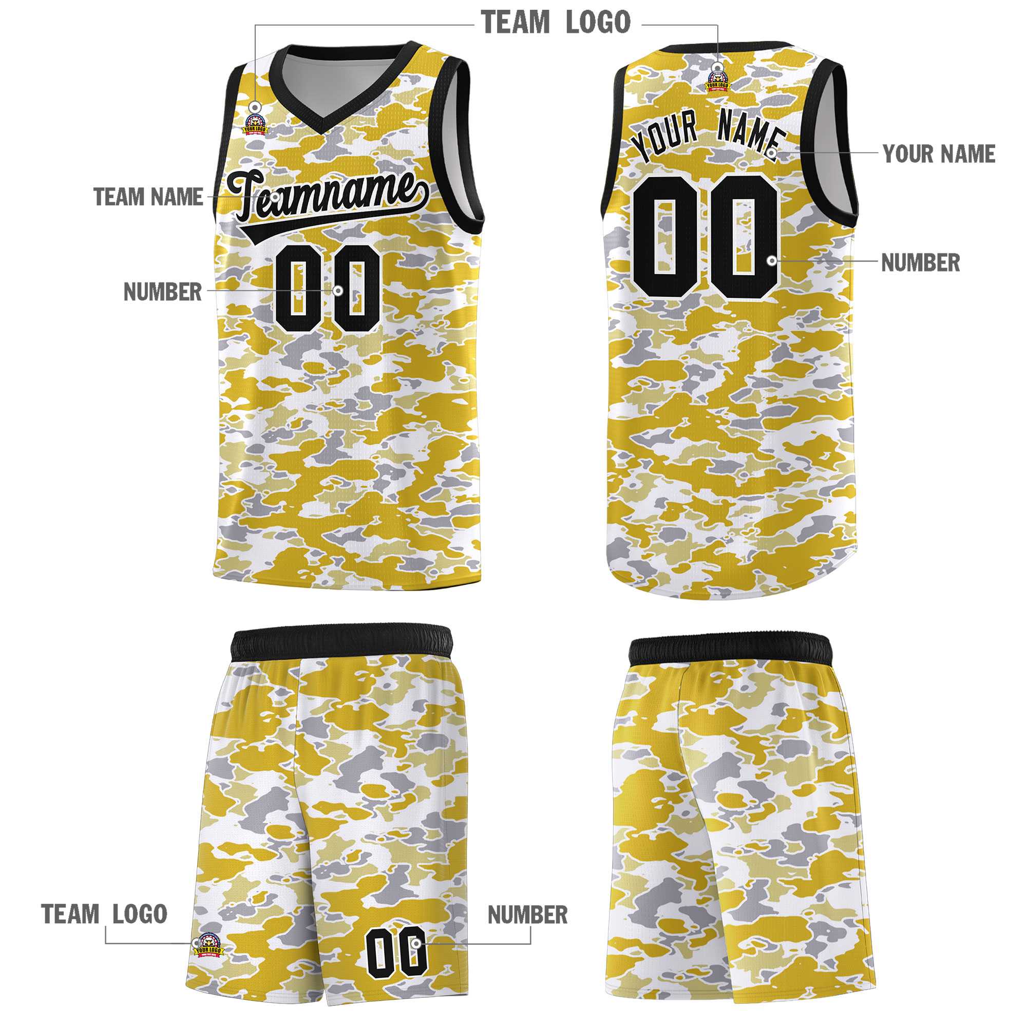 Custom Personalized Camo Sets Sports Uniform Basketball Jersey