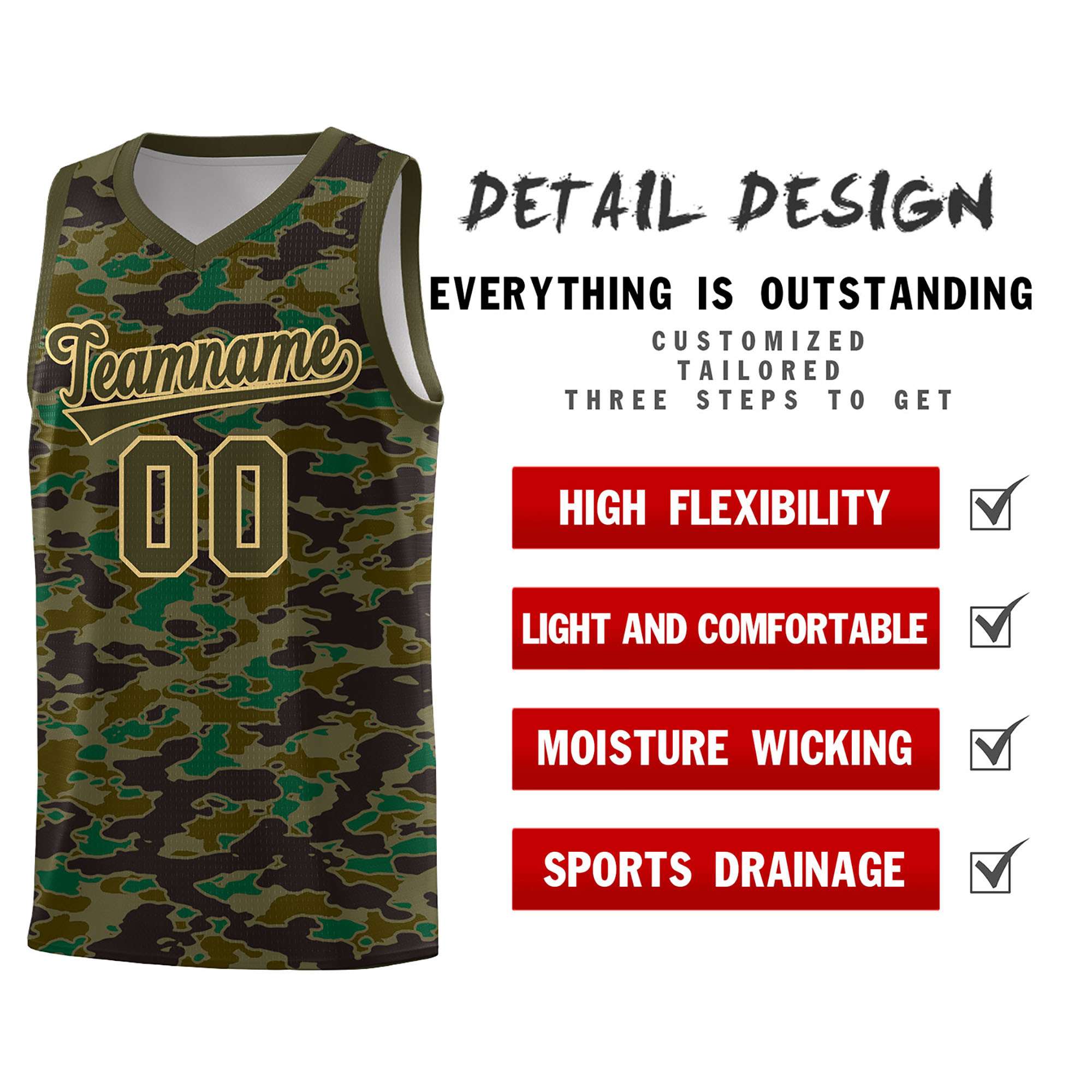 Custom Personalized Camo Sets Sports Uniform Basketball Jersey