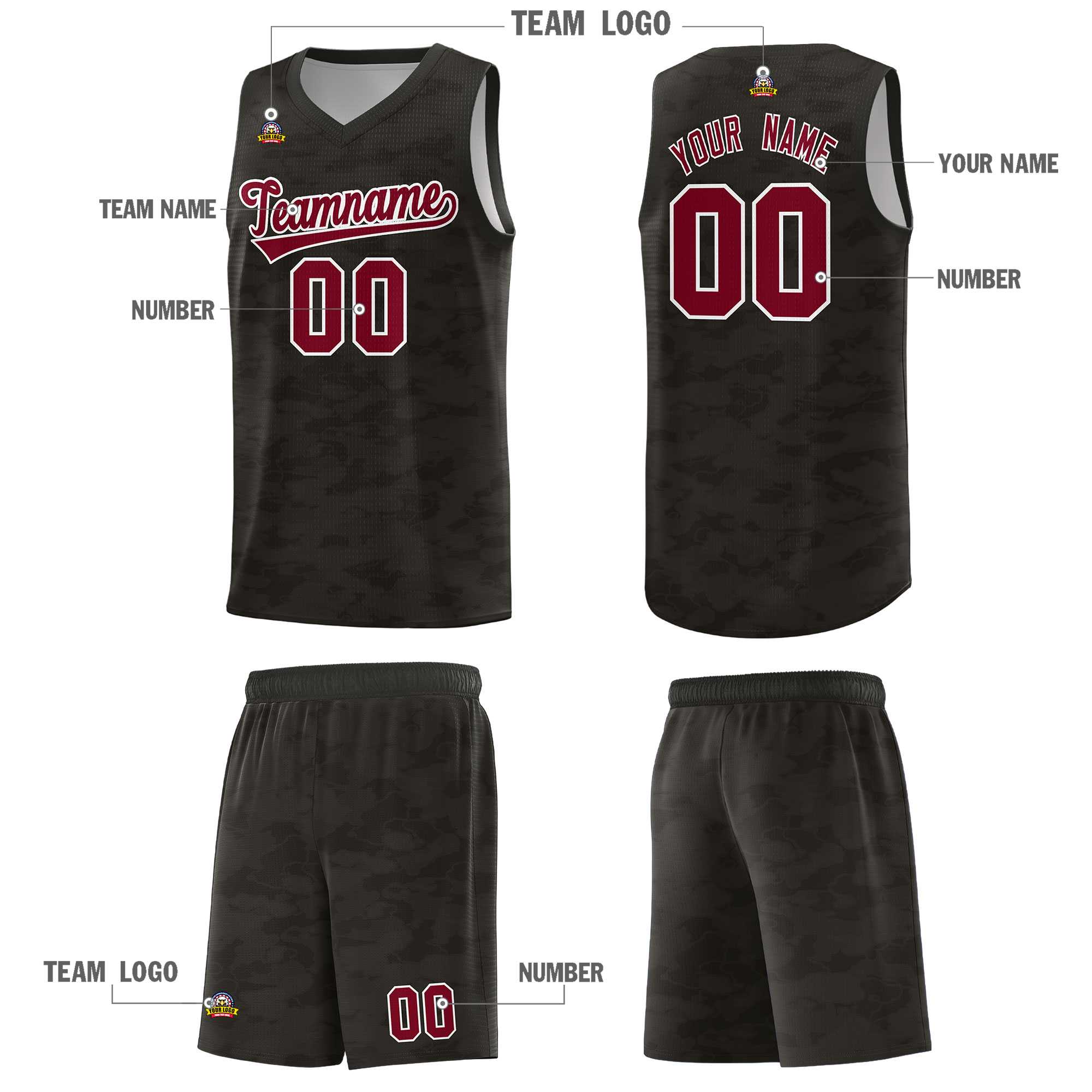 Custom Personalized Camo Sets Sports Uniform Basketball Jersey