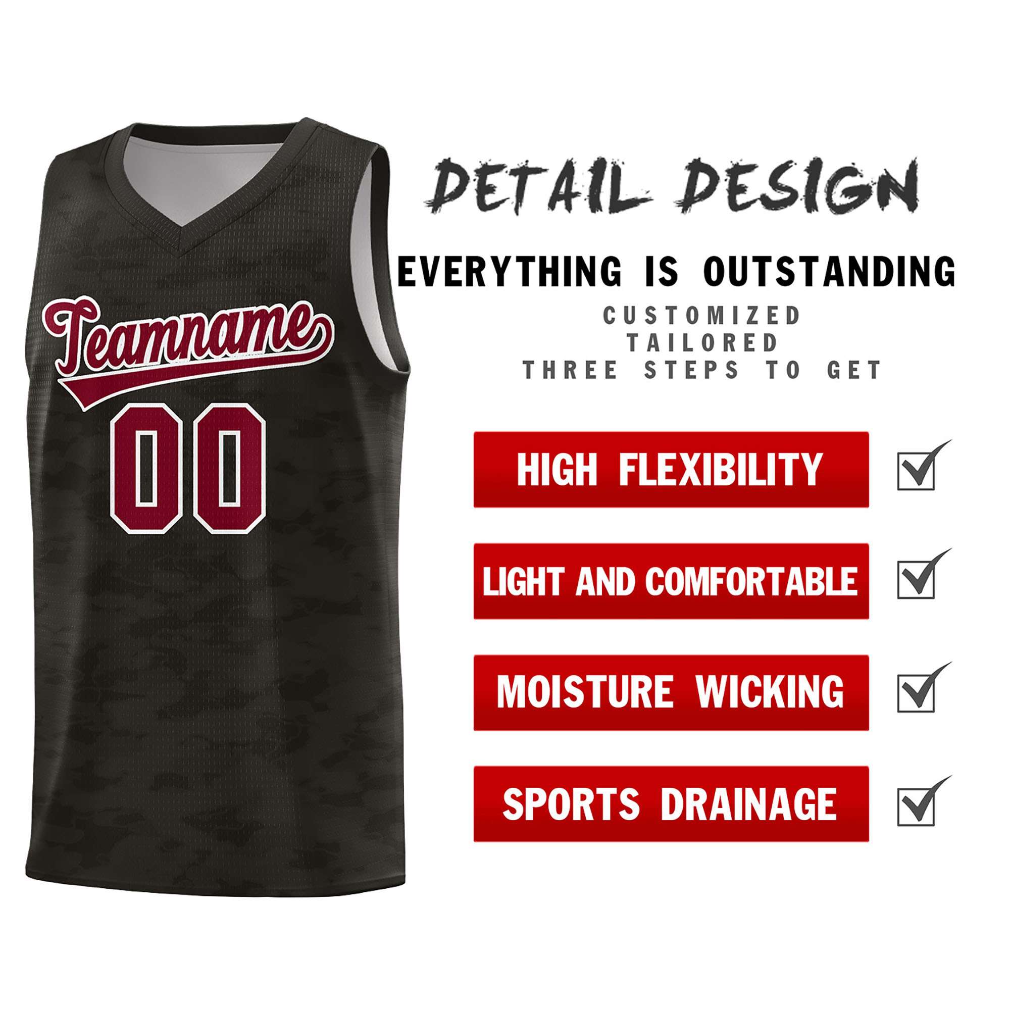 Custom Personalized Camo Sets Sports Uniform Basketball Jersey