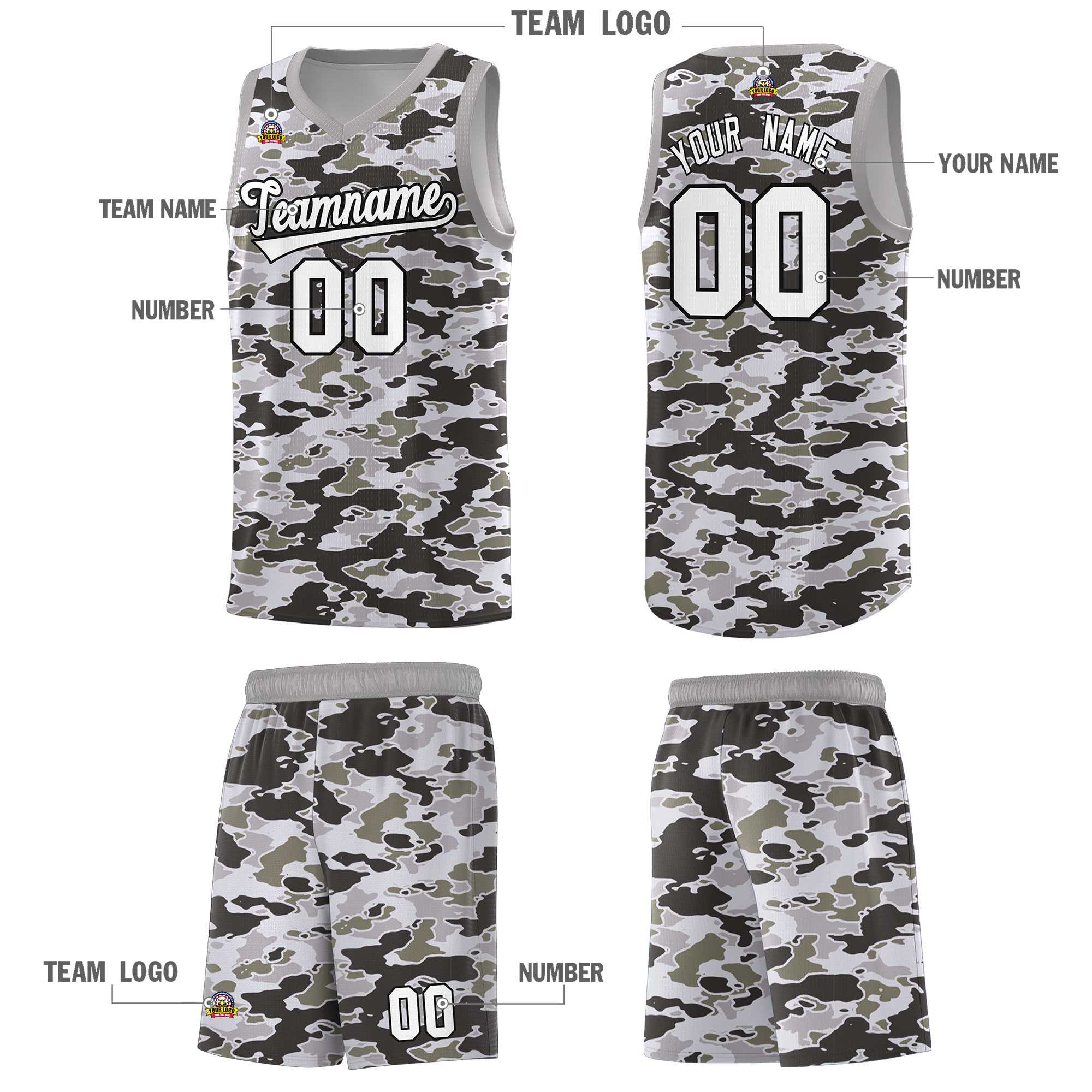 Custom Personalized Camo Sets Sports Uniform Basketball Jersey