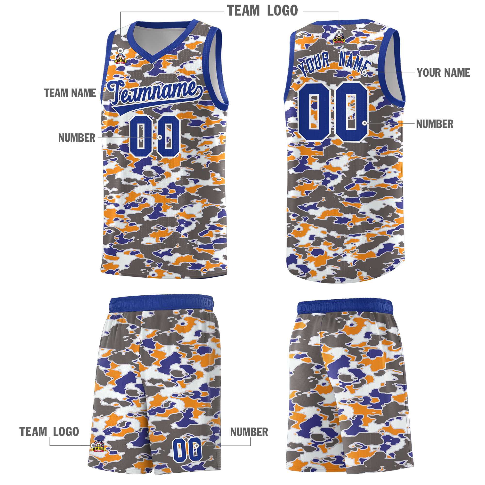 Custom Personalized Camo Sets Sports Uniform Basketball Jersey