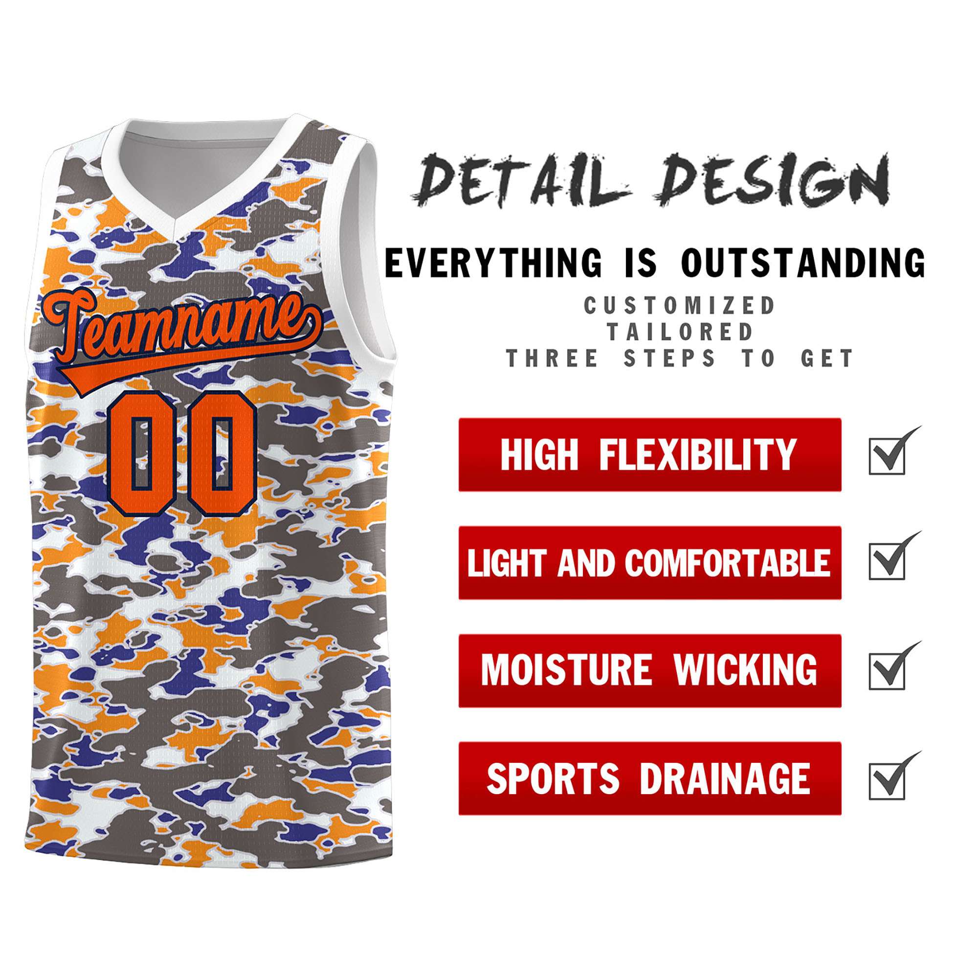 Custom Personalized Camo Sets Sports Uniform Basketball Jersey