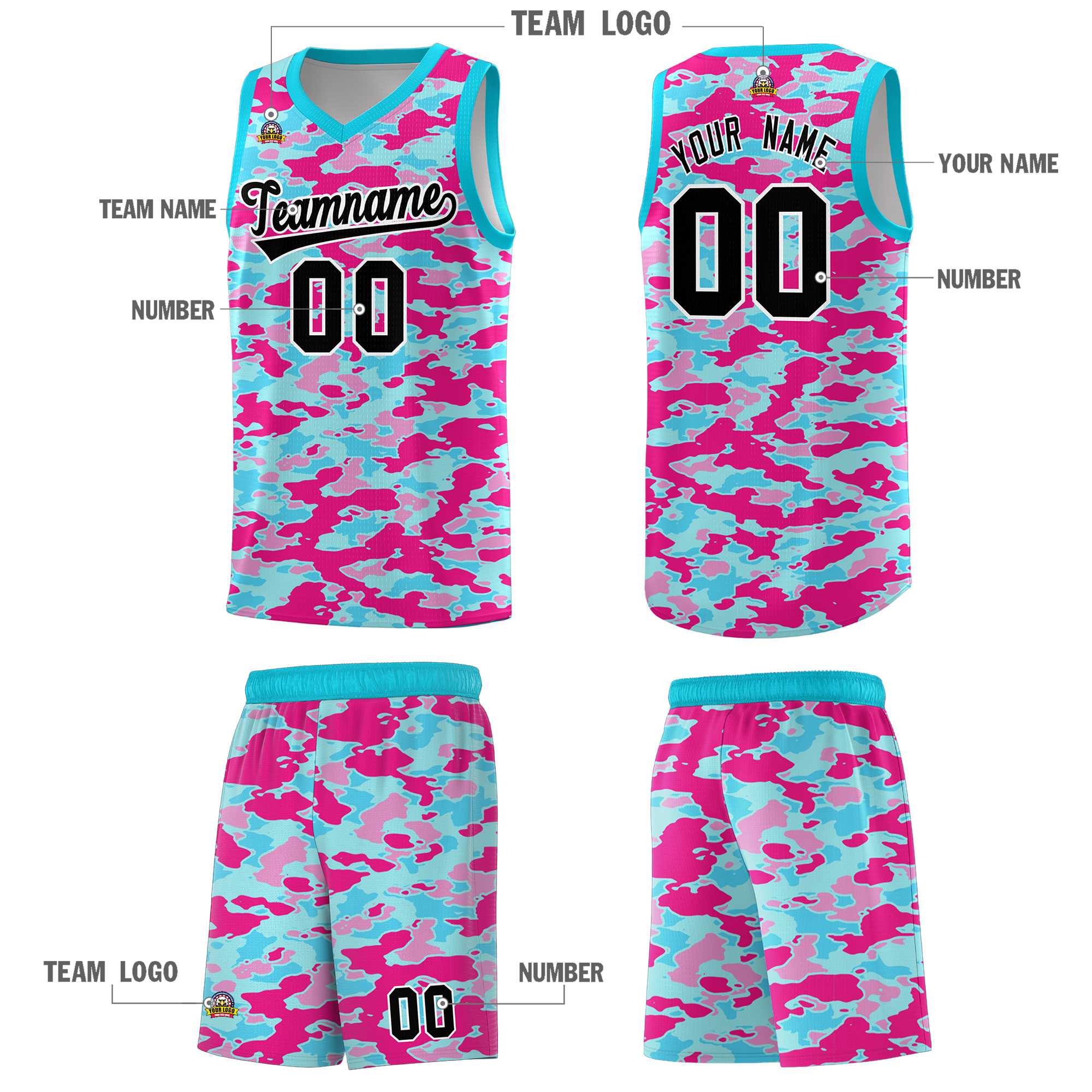 Custom Personalized Camo Sets Sports Uniform Basketball Jersey