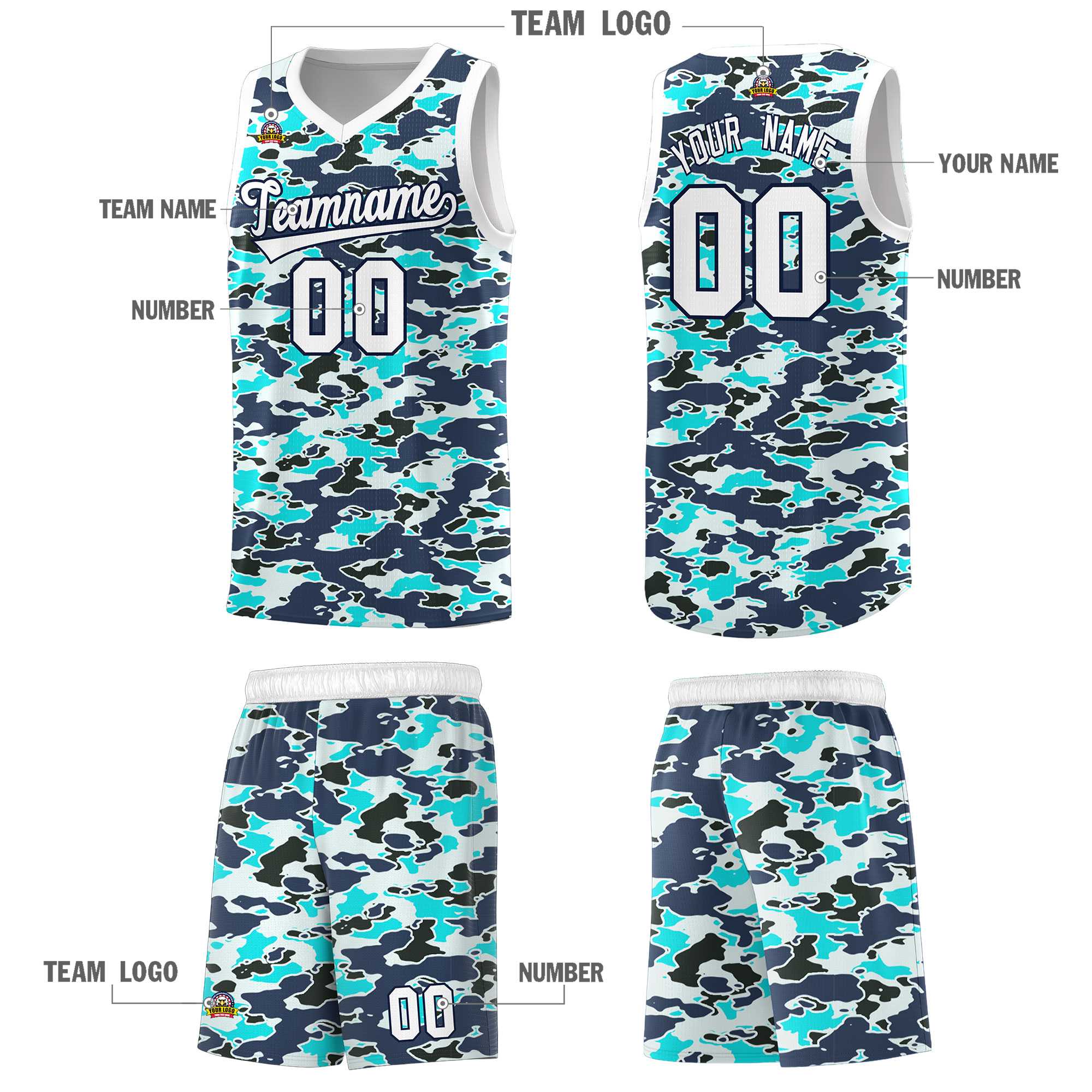 Custom Personalized Camo Sets Sports Uniform Basketball Jersey