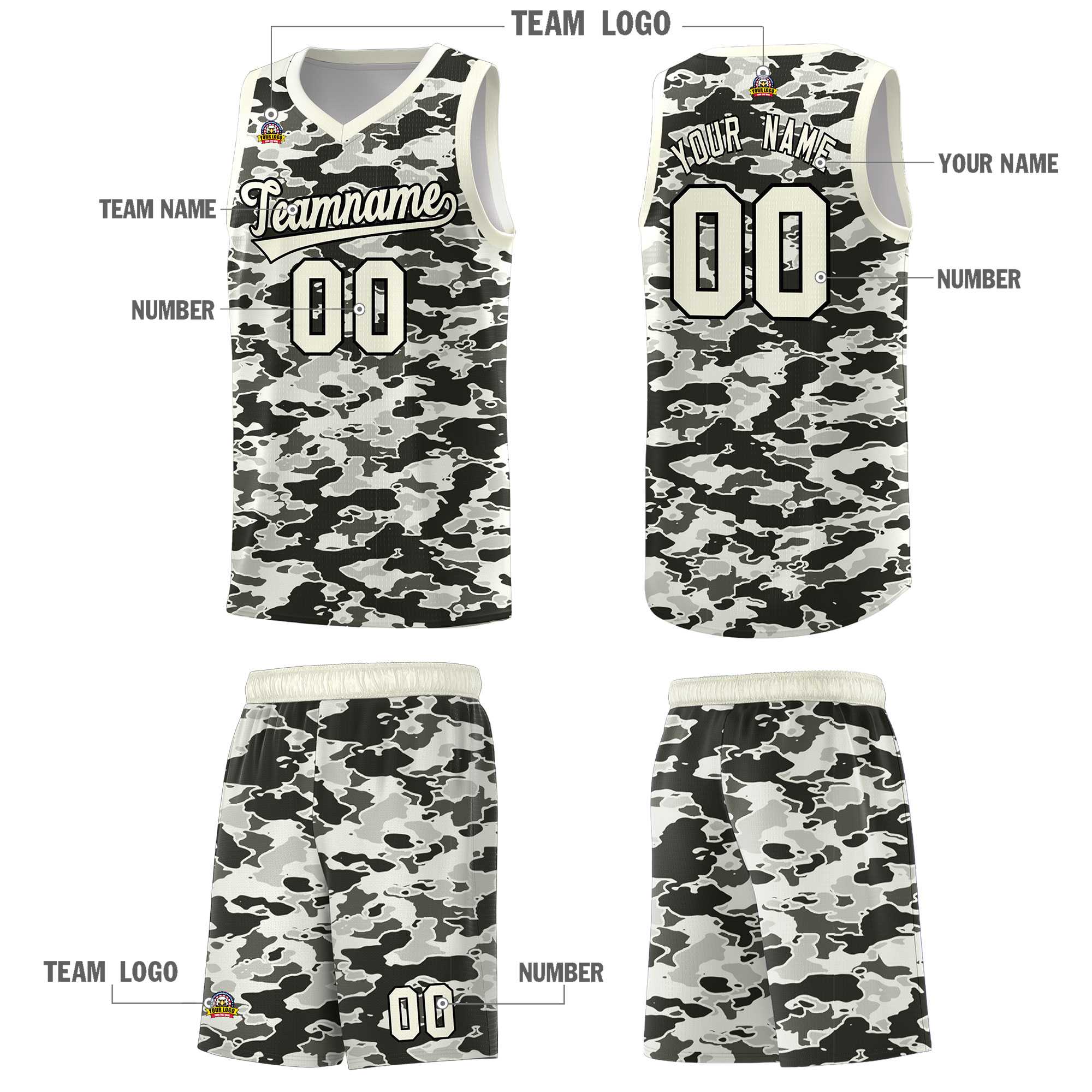 Custom Personalized Camo Sets Sports Uniform Basketball Jersey