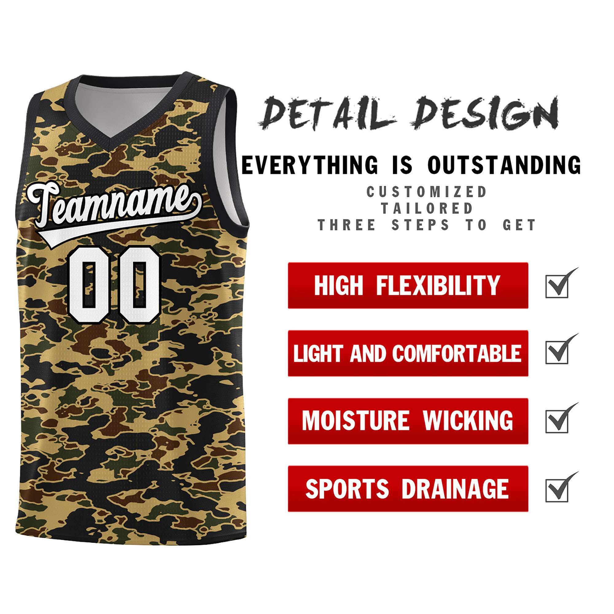 Custom Personalized Camo Sets Sports Uniform Basketball Jersey