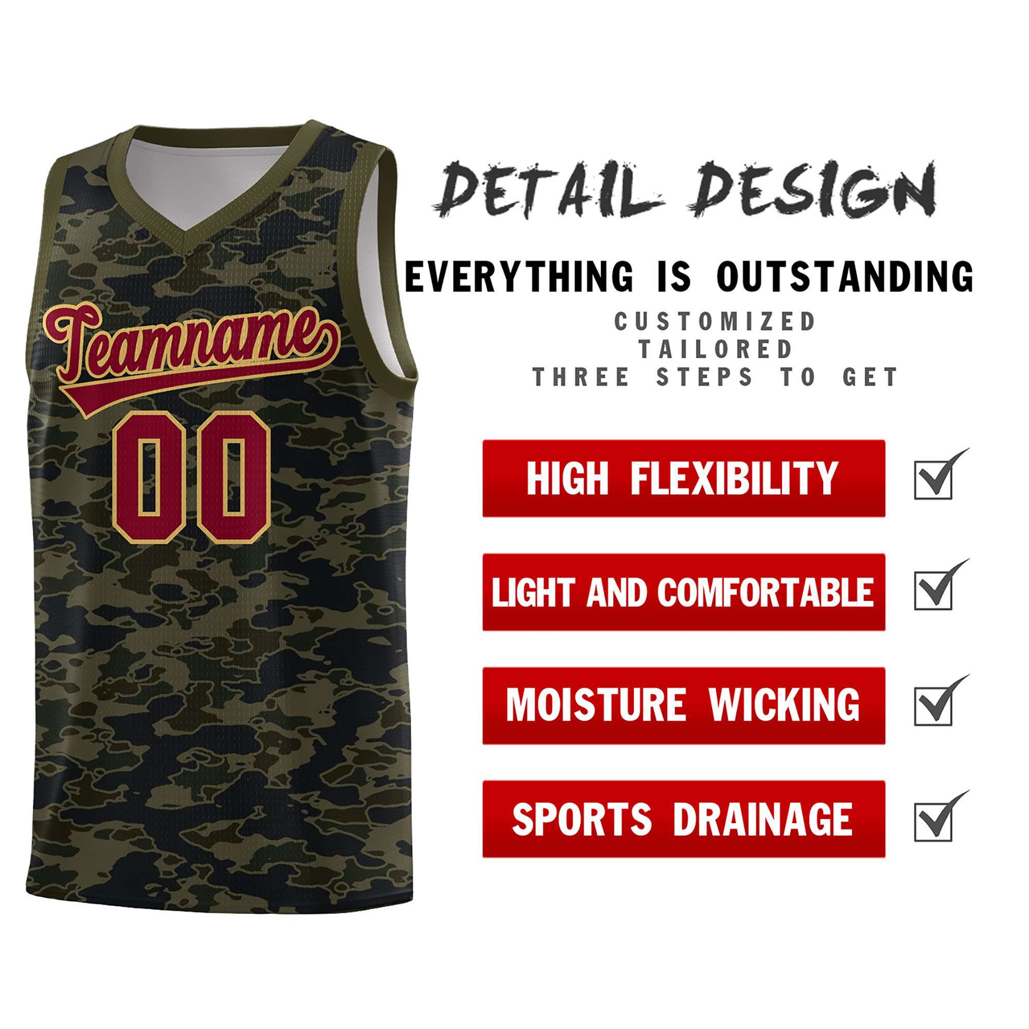 Custom Personalized Camo Sets Sports Uniform Basketball Jersey