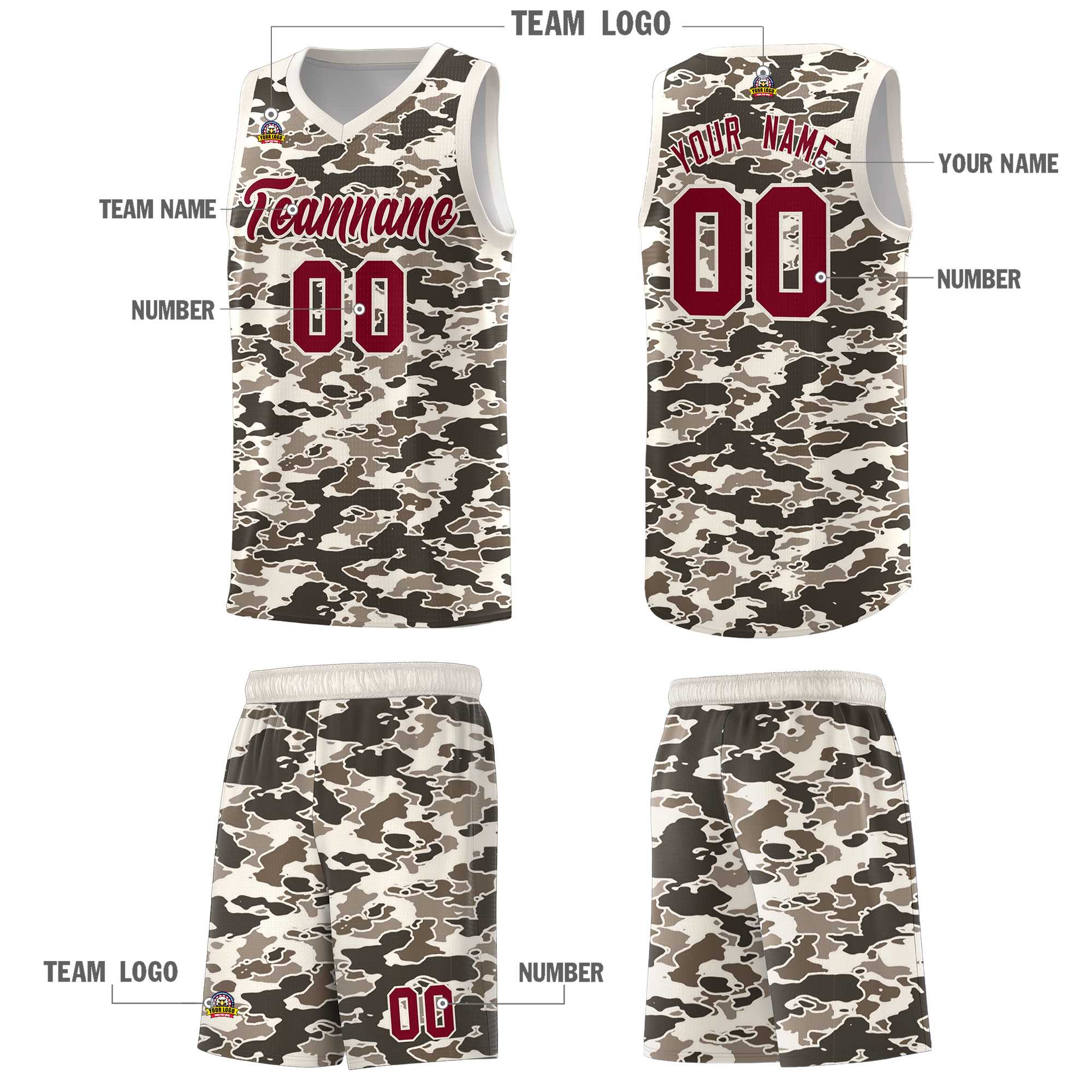 Custom Personalized Camo Sets Sports Uniform Basketball Jersey