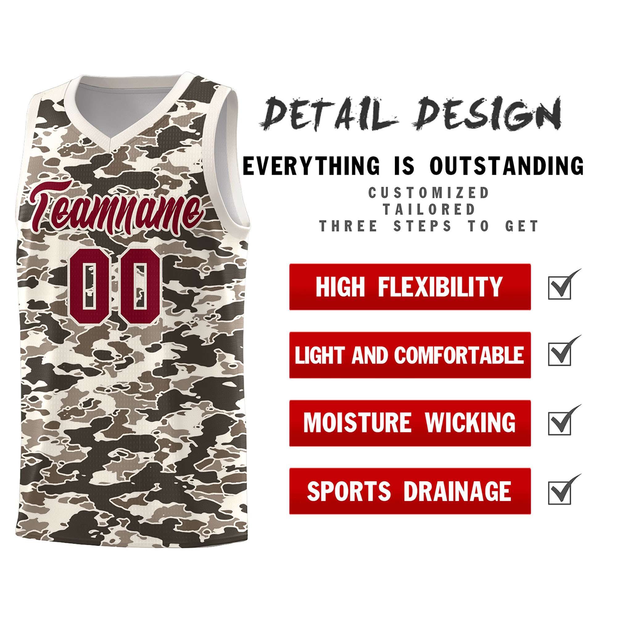 Custom Personalized Camo Sets Sports Uniform Basketball Jersey