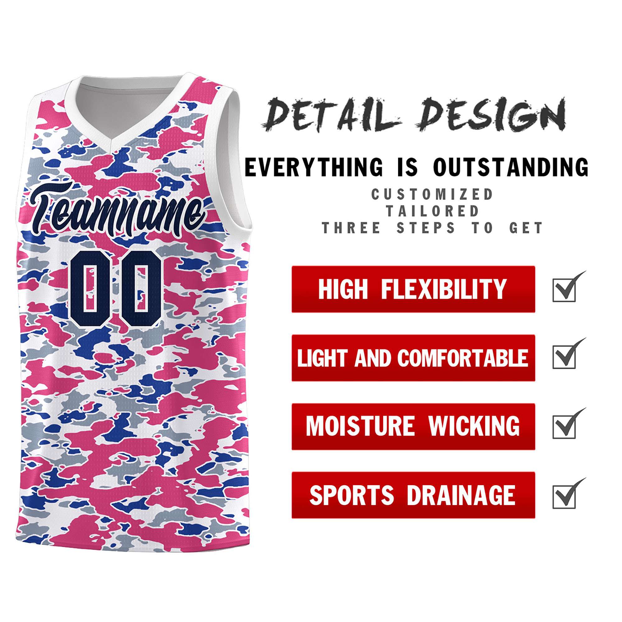 Custom Personalized Camo Sets Sports Uniform Basketball Jersey