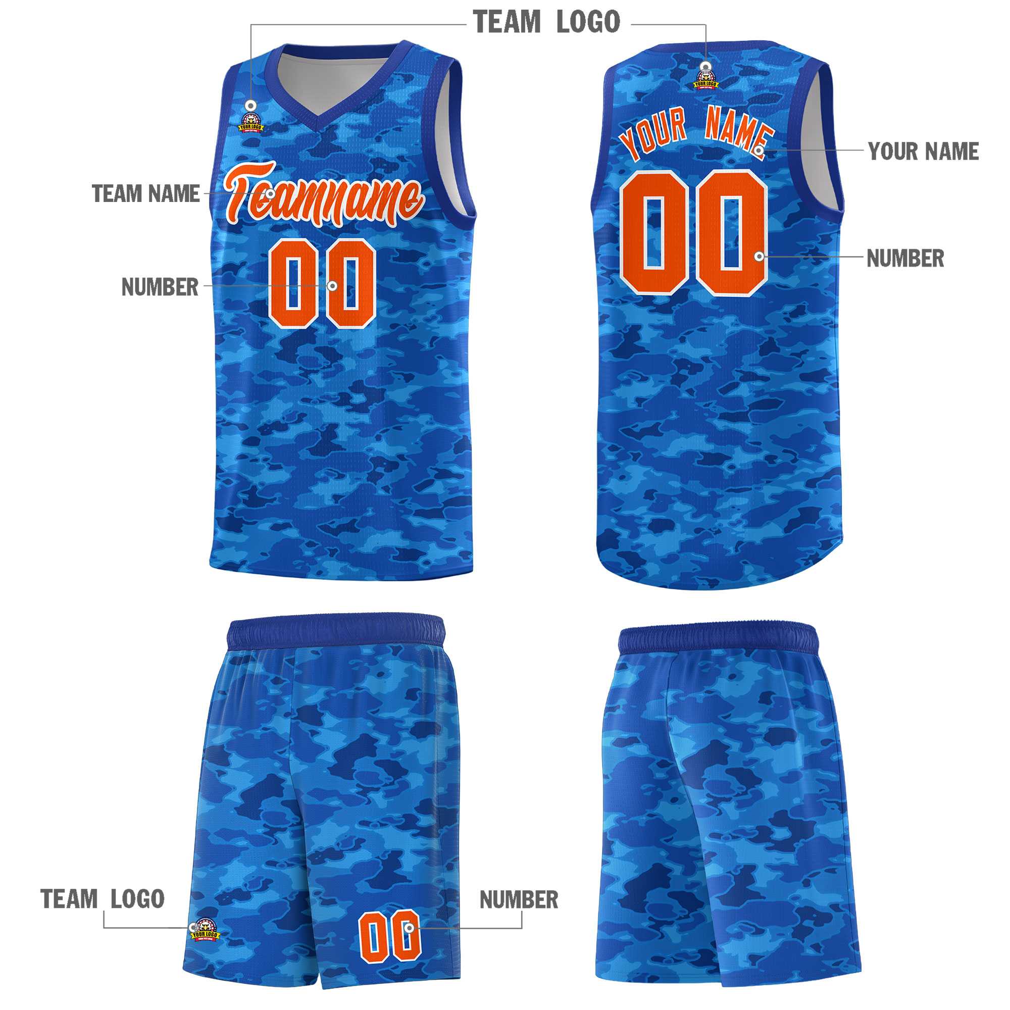 Custom Personalized Camo Sets Sports Uniform Basketball Jersey