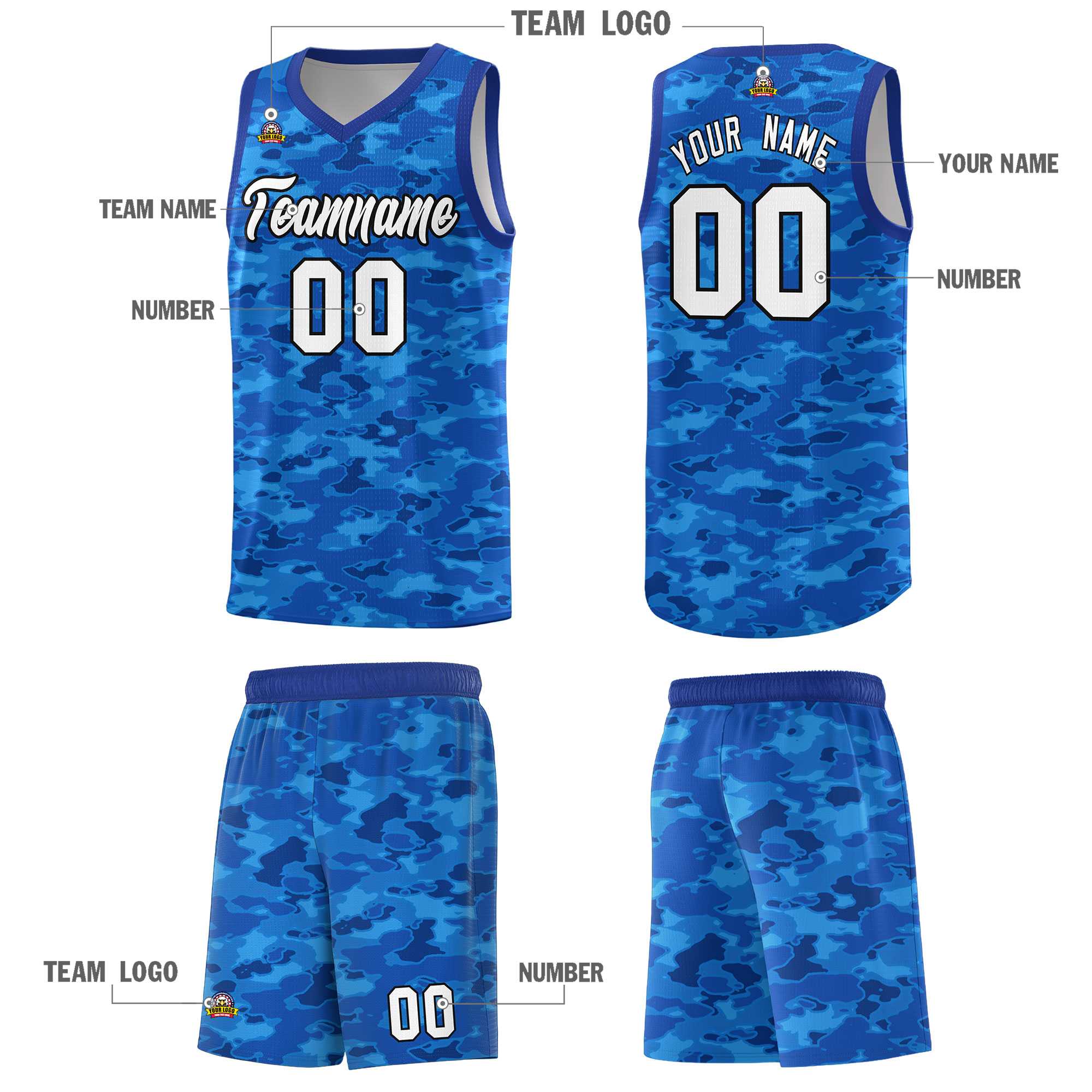 Custom Personalized Camo Sets Sports Uniform Basketball Jersey