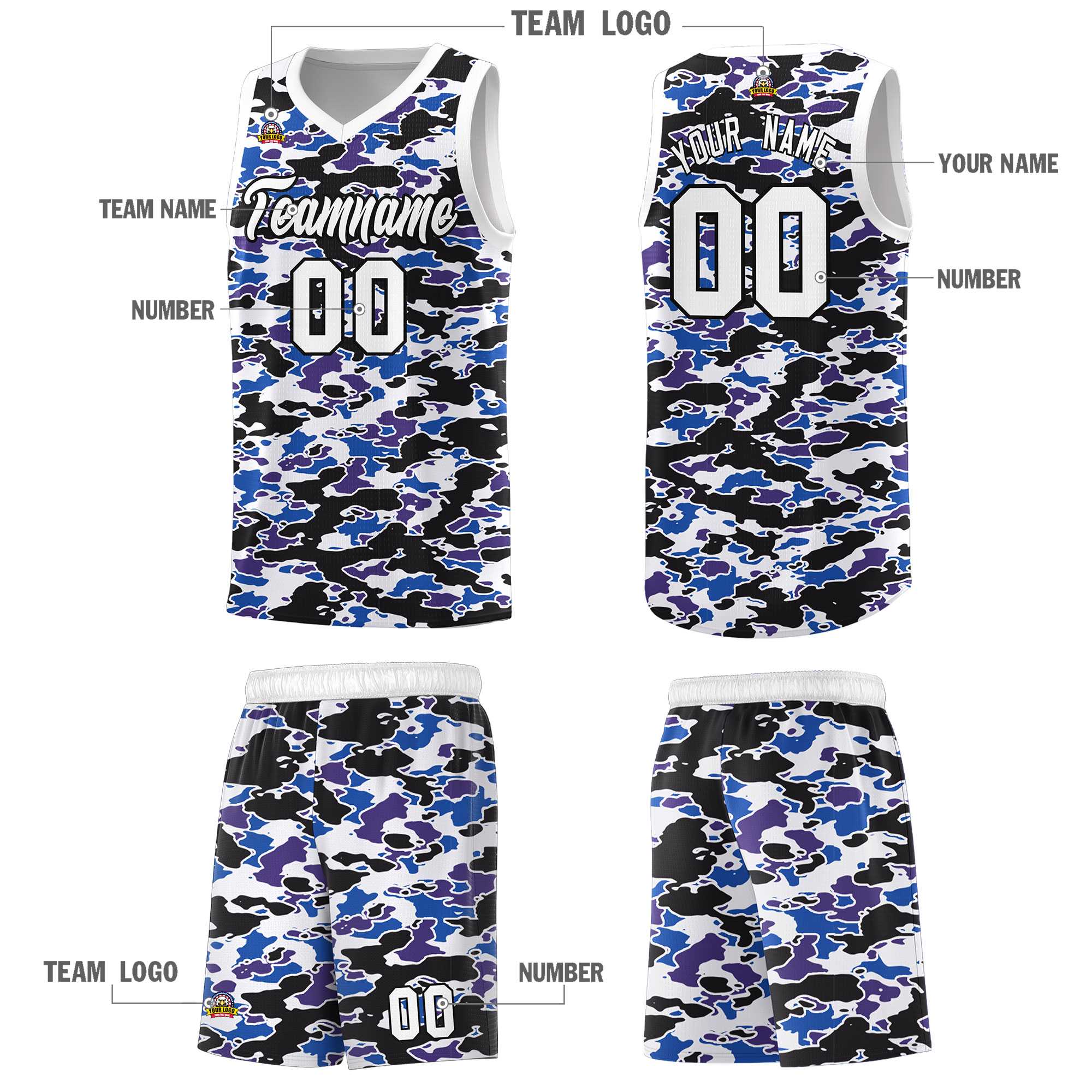 Custom Personalized Camo Sets Sports Uniform Basketball Jersey