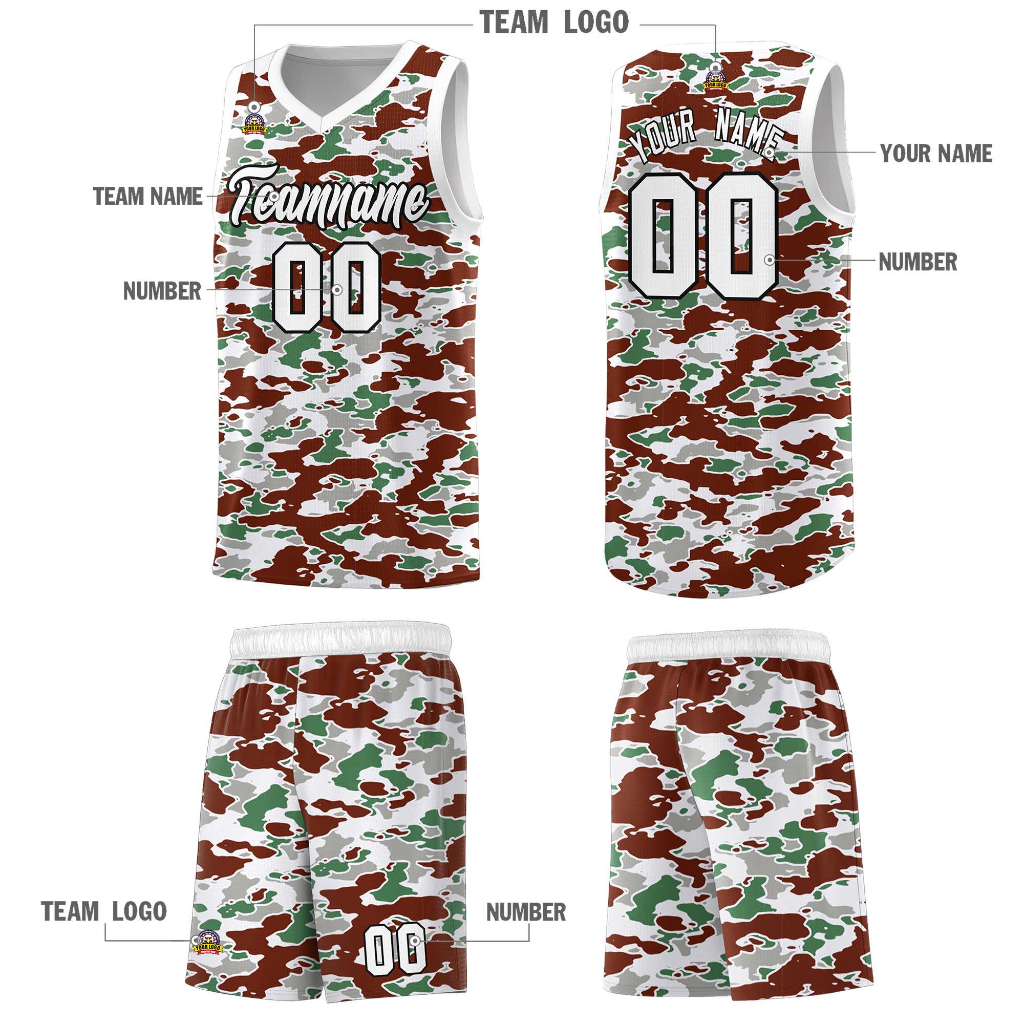 Custom Personalized Camo Sets Sports Uniform Basketball Jersey