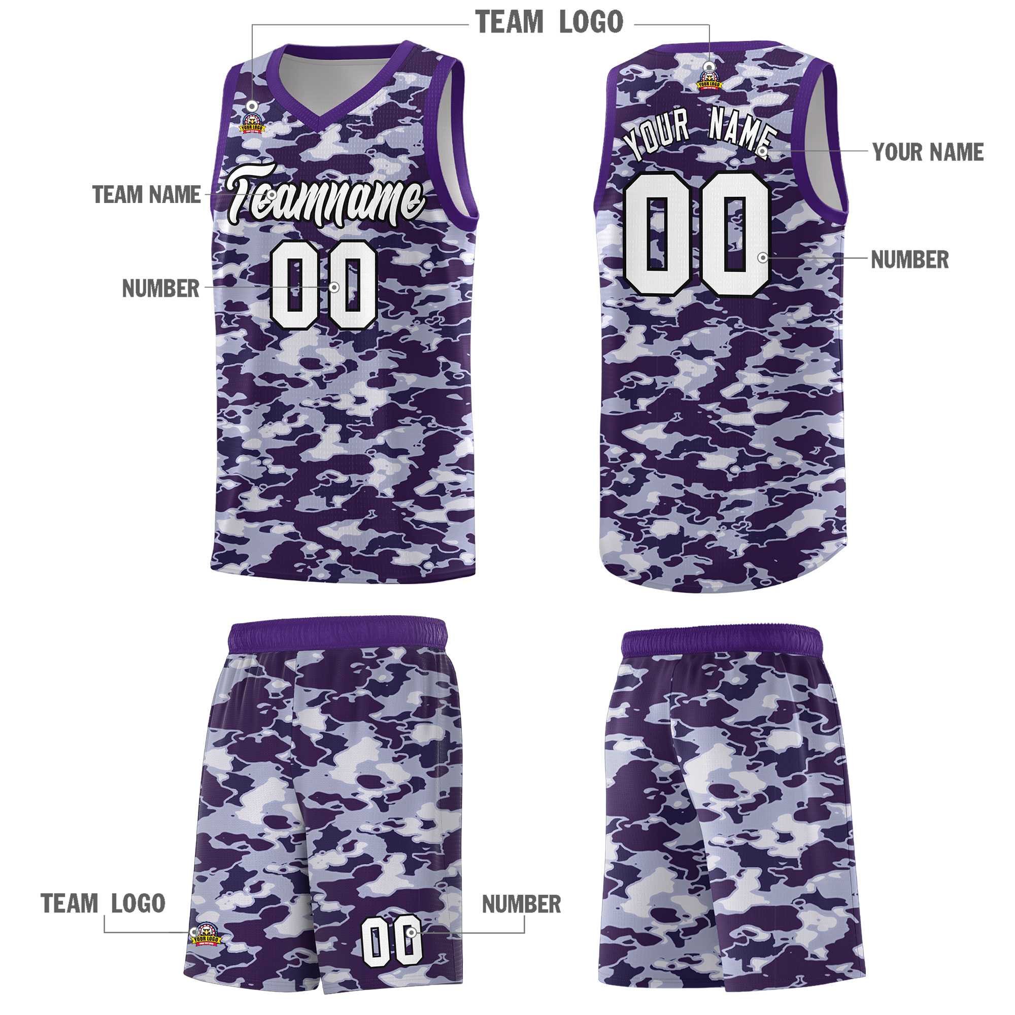 Custom Personalized Camo Sets Sports Uniform Basketball Jersey