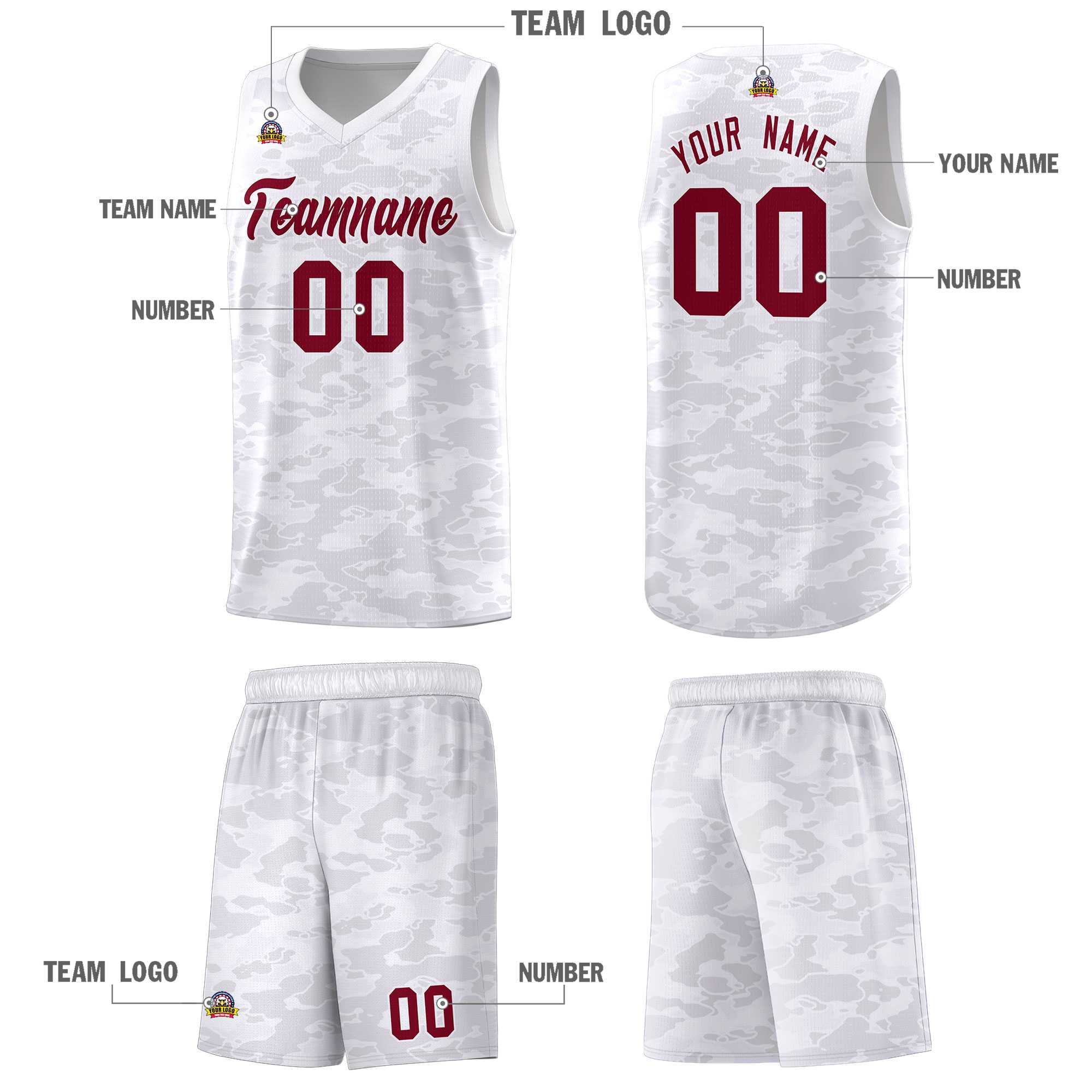 Custom Personalized Camo Sets Sports Uniform Basketball Jersey