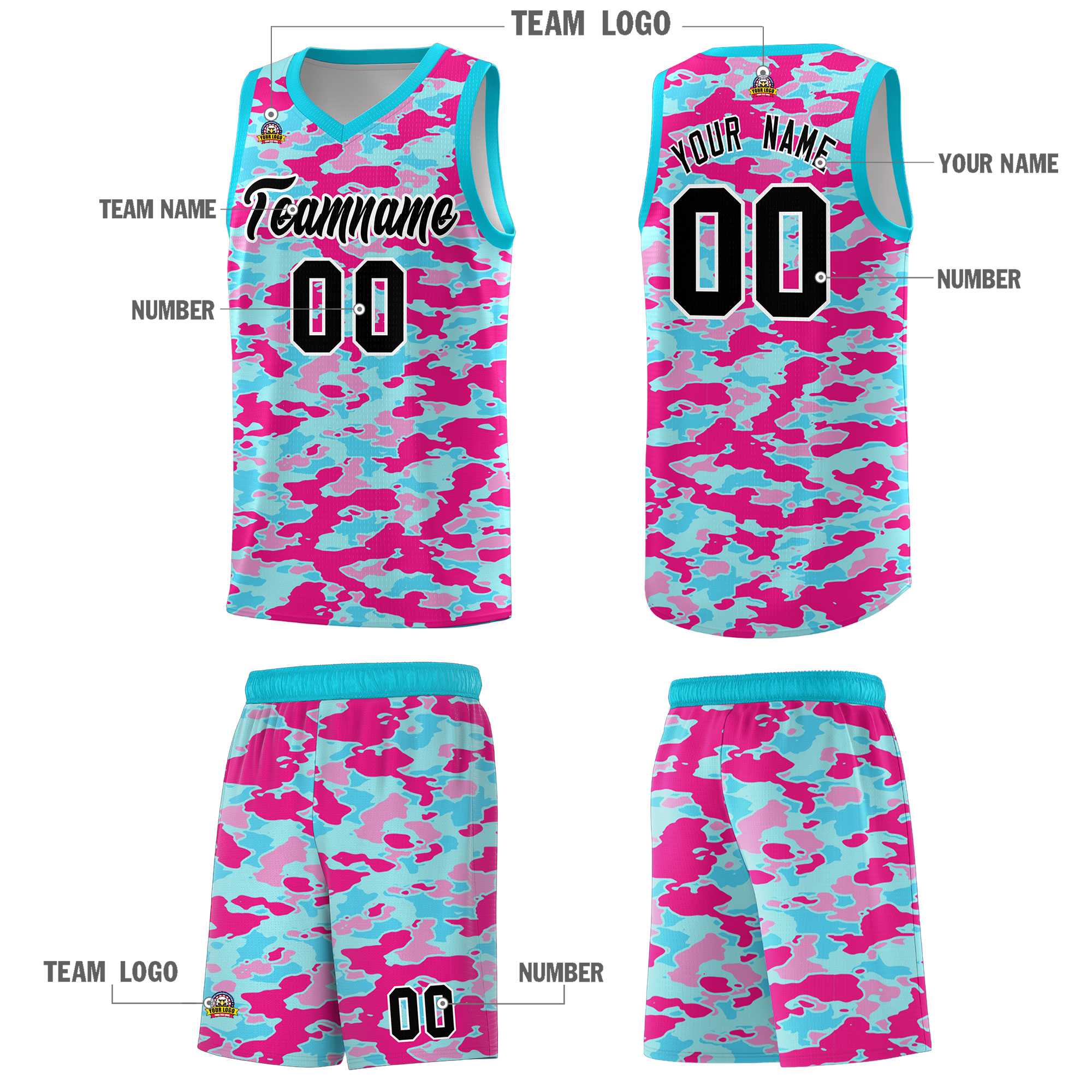 Custom Personalized Camo Sets Sports Uniform Basketball Jersey