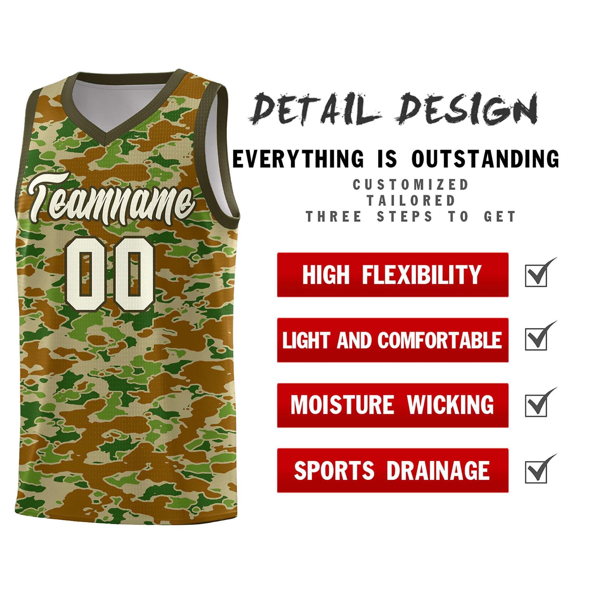 Custom Personalized Camo Sets Sports Uniform Basketball Jersey