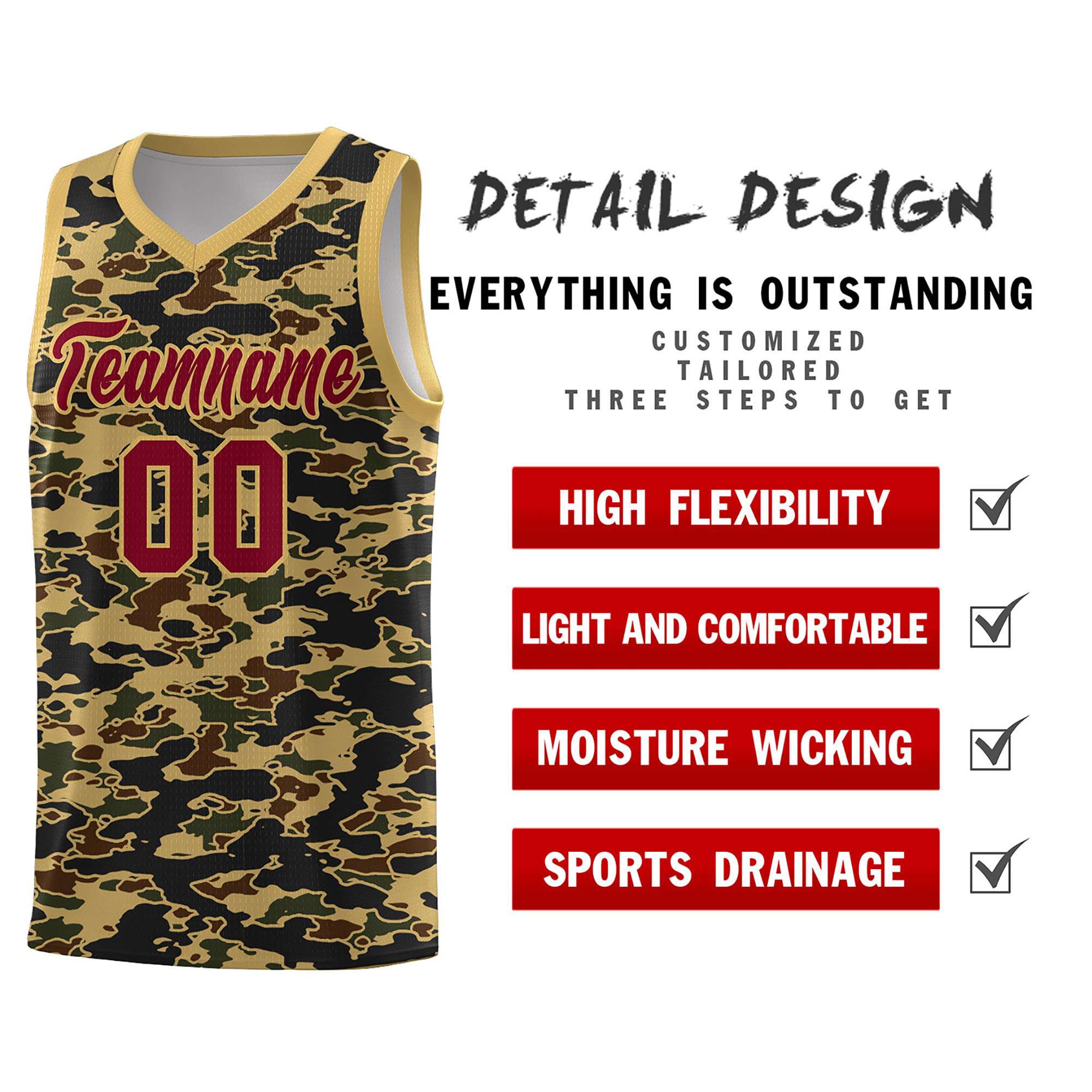 Custom Personalized Camo Sets Sports Uniform Basketball Jersey