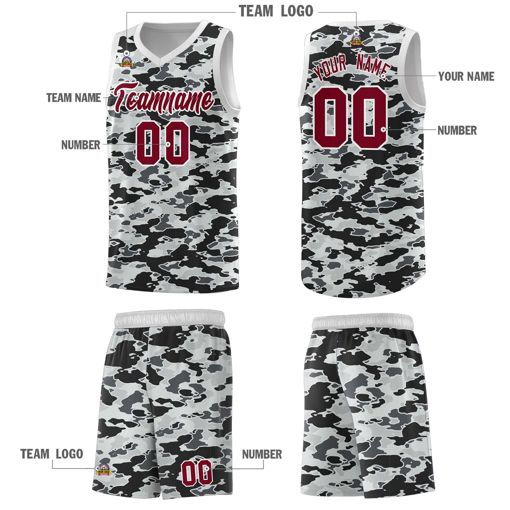 Custom Personalized Camo Sets Sports Uniform Basketball Jersey