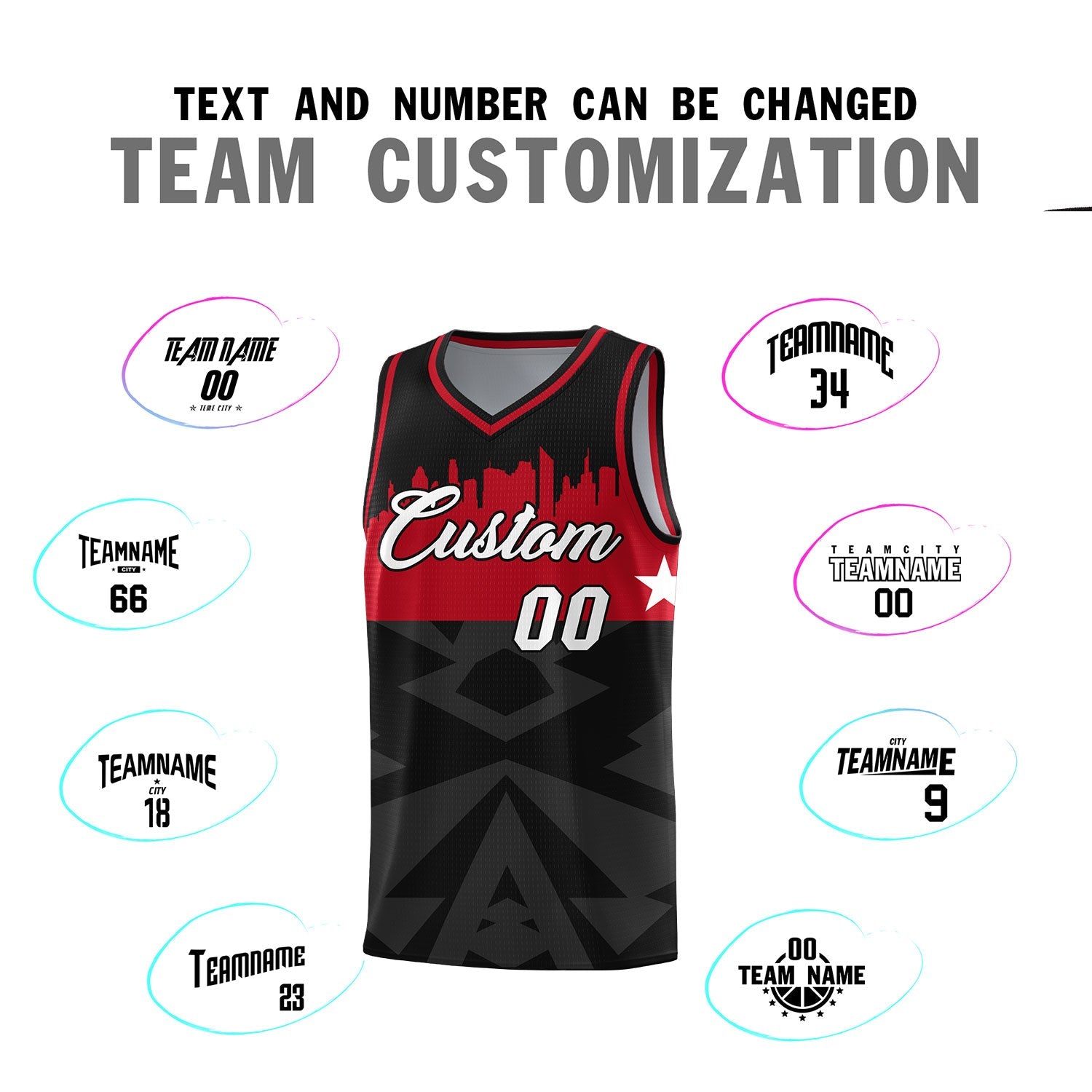 Custom Black Personalized City Silhouette Pattern Sports Uniform Basketball Jersey