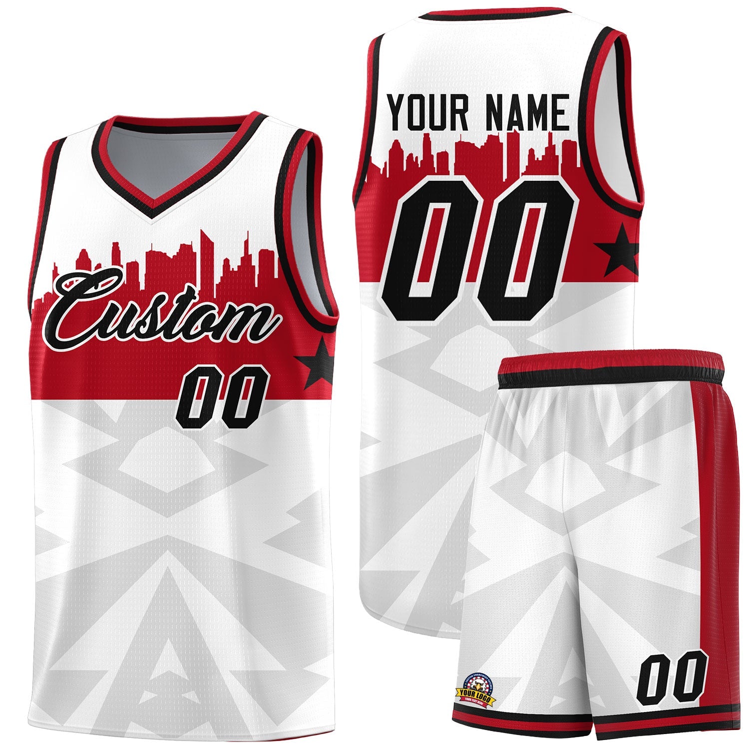 Custom White Personalized City Silhouette Pattern Sports Uniform Basketball Jersey