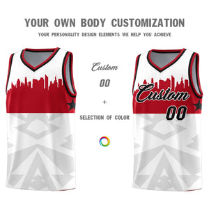 Custom White Personalized City Silhouette Pattern Sports Uniform Basketball Jersey