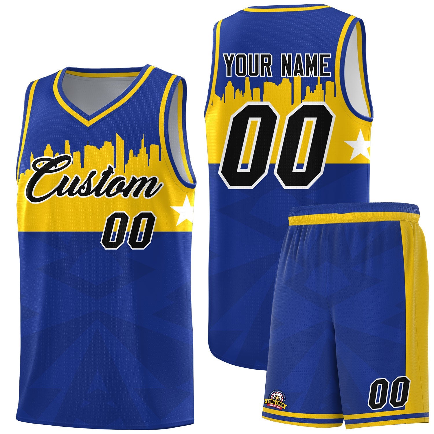 Custom Royal Personalized City Silhouette Pattern Sports Uniform Basketball Jersey