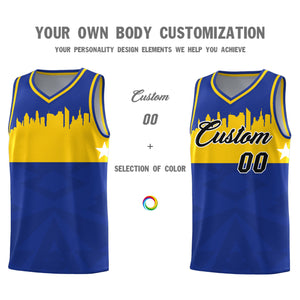 Custom Royal Personalized City Silhouette Pattern Sports Uniform Basketball Jersey