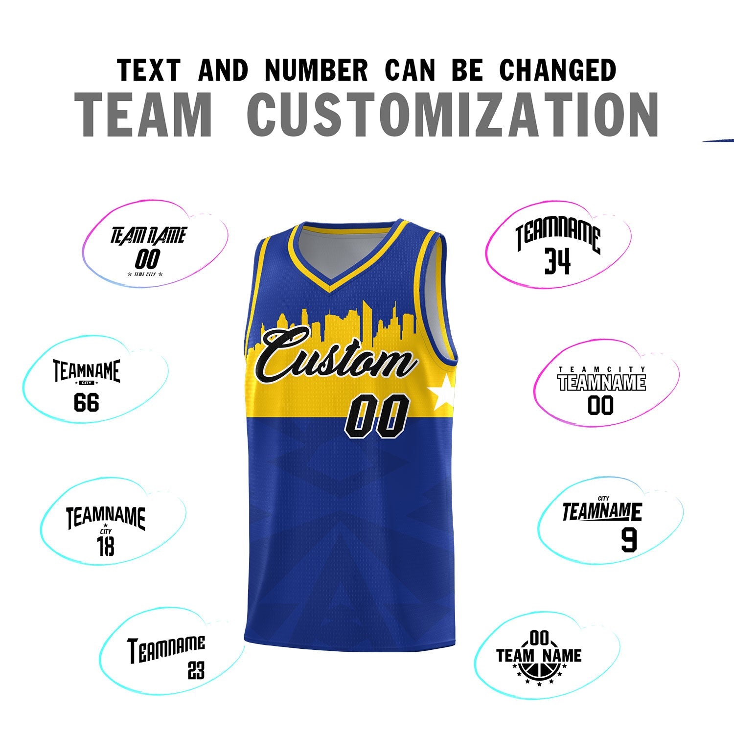 Custom Royal Personalized City Silhouette Pattern Sports Uniform Basketball Jersey